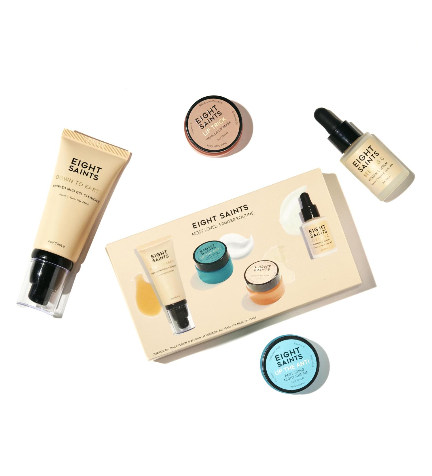 Eight Saints Skincare Most Loved Set | Face Wash Vitamin C Serum Anti-Aging Cream & Lip Mask - International Shipping - Buy Online on SooperMarket.com