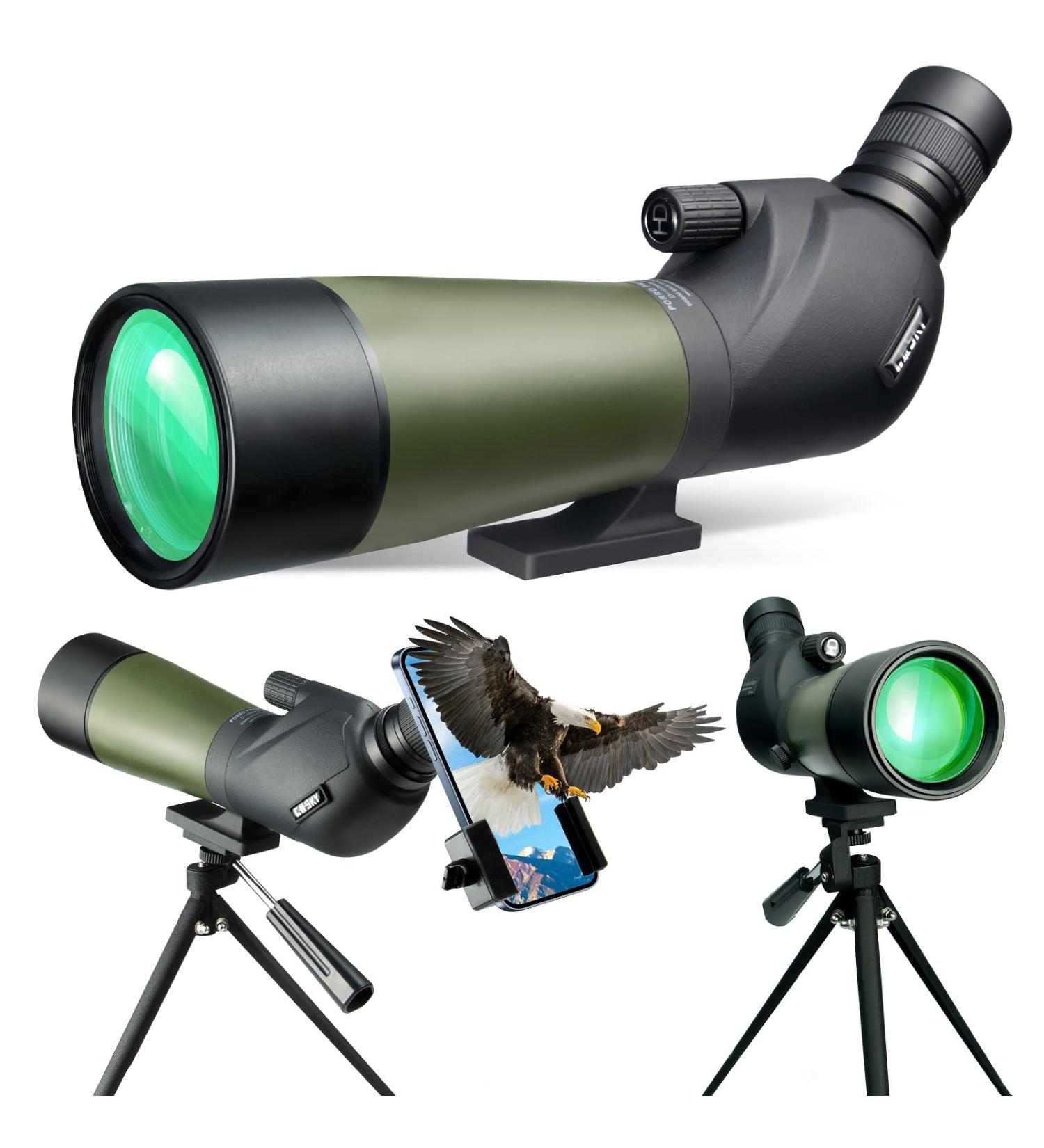 Gosky 20-60x60 HD Spotting Scope with Tripod, Carrying Bag & Phone Adapter - BAK4 45 Angled Spotter Scope for Target Shooting, Hunting & Bird Watching - Buy Online on SooperMarket.com
