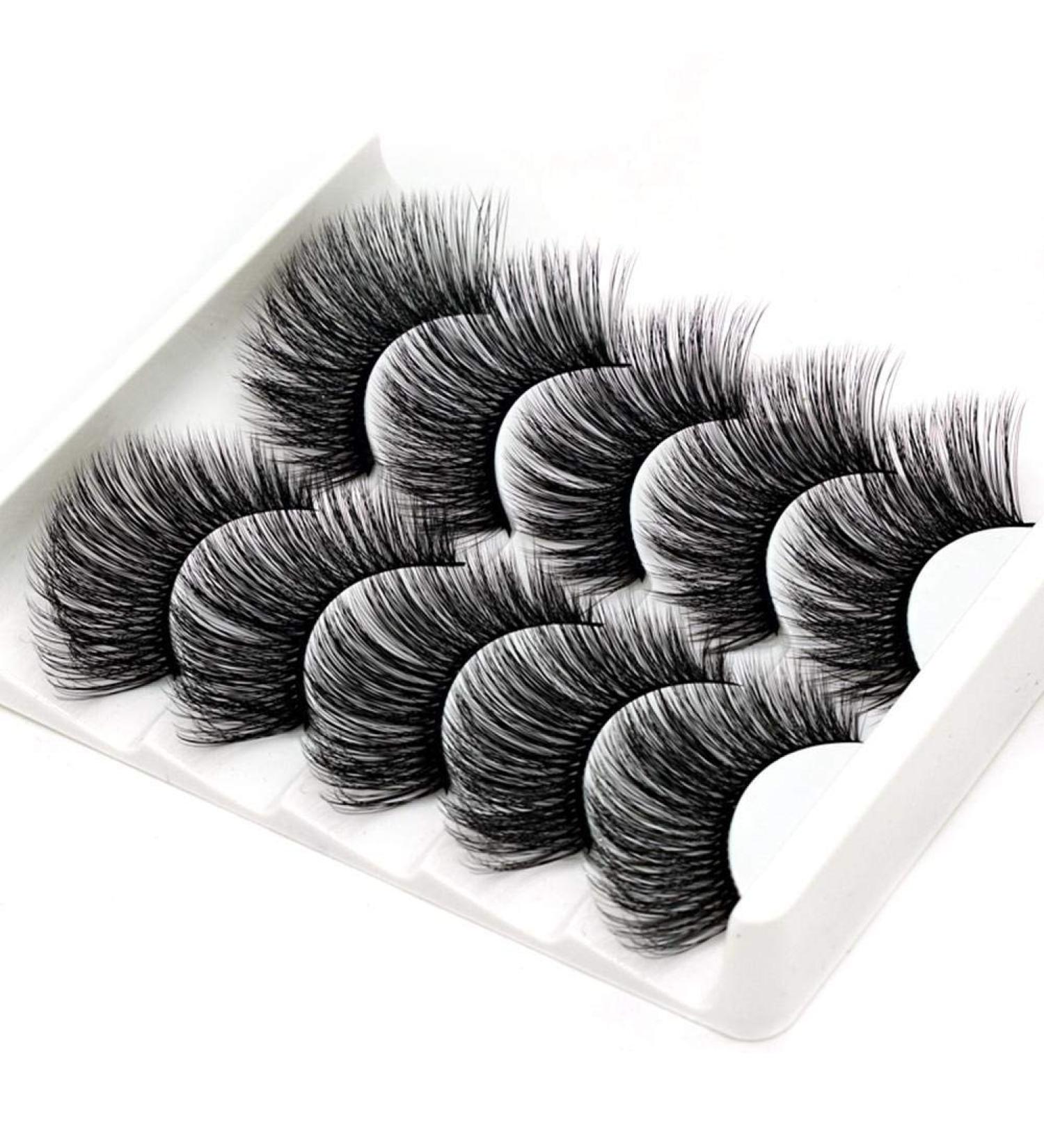 5 Pairs Long Thick Stereo False Eyelashes for 3D False Eyelashes Kit Natural Look Beauty Makeup
