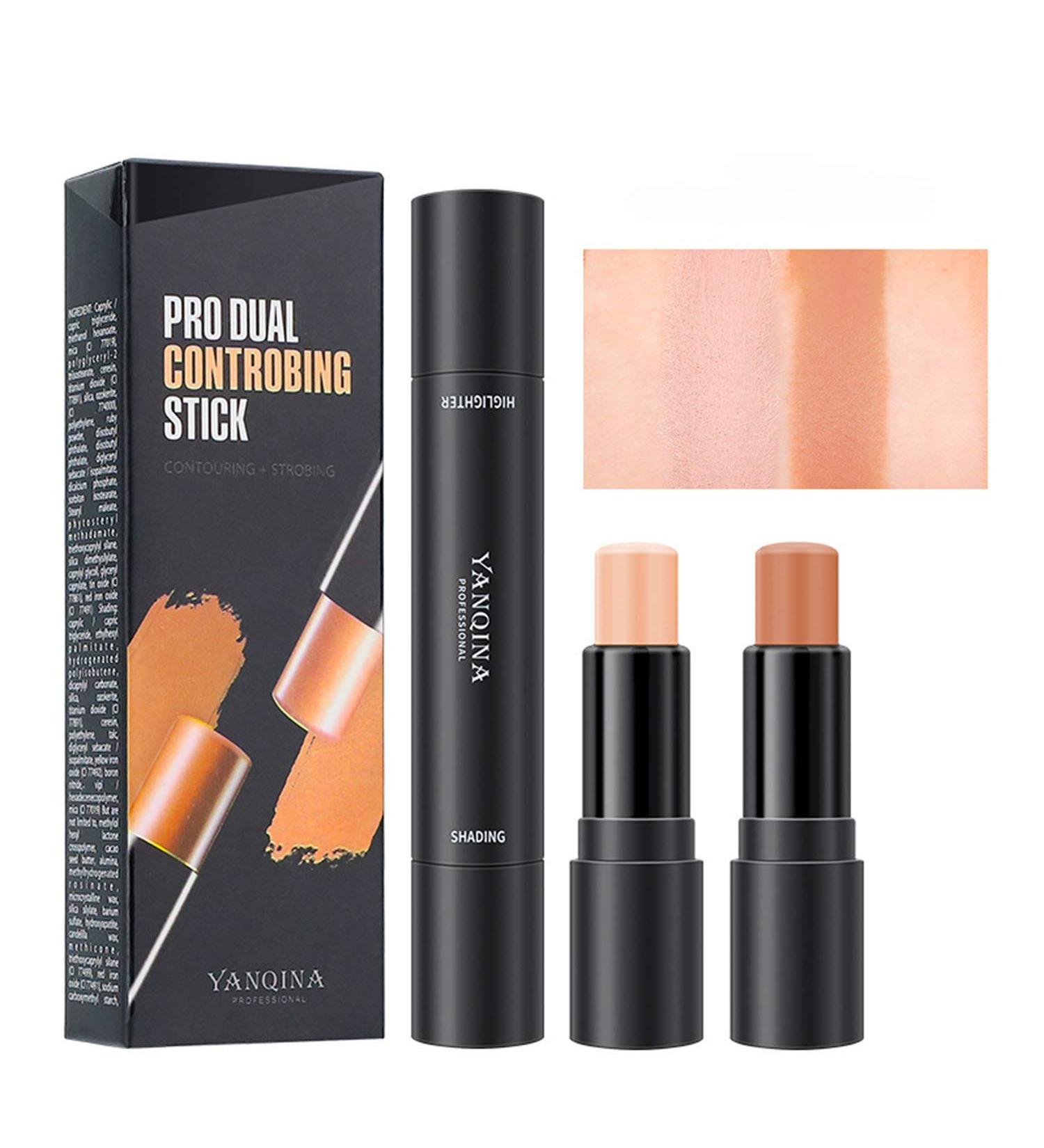 Yeweian 2 Colors Face Concealer Contour Stick 2 in 1 Highlight & Repair Pen - Face Makeup Shading Foundation Cream Pen (02Lotus+Light Brown) - Buy Online on SooperMarket.com