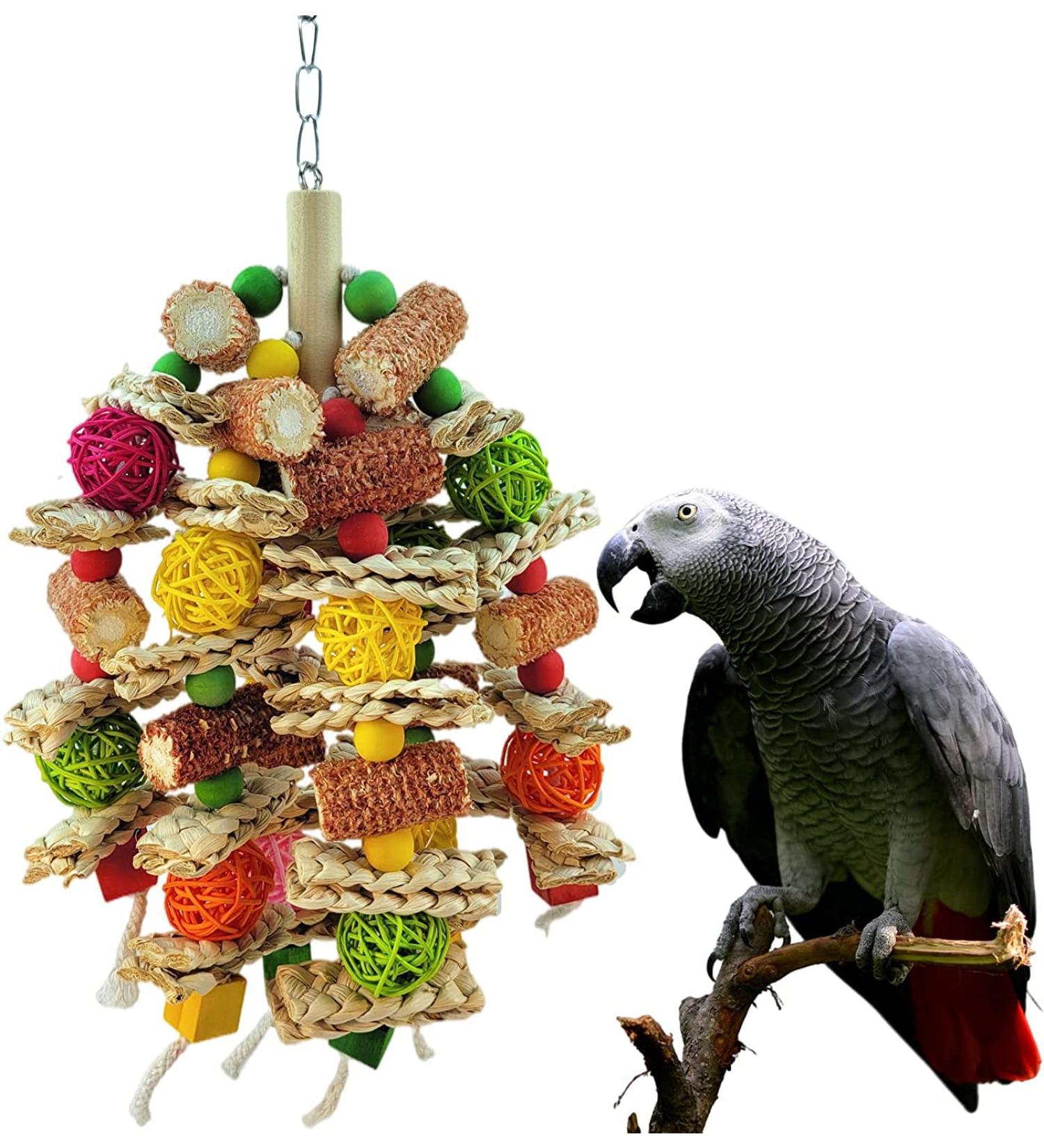 Natural Corn Cob Chewing Bird Toys for Small & Medium Macaws, African Greys, Amazon Parrots, Love Birds | Cage Accessories - Buy Online on SooperMarket.com