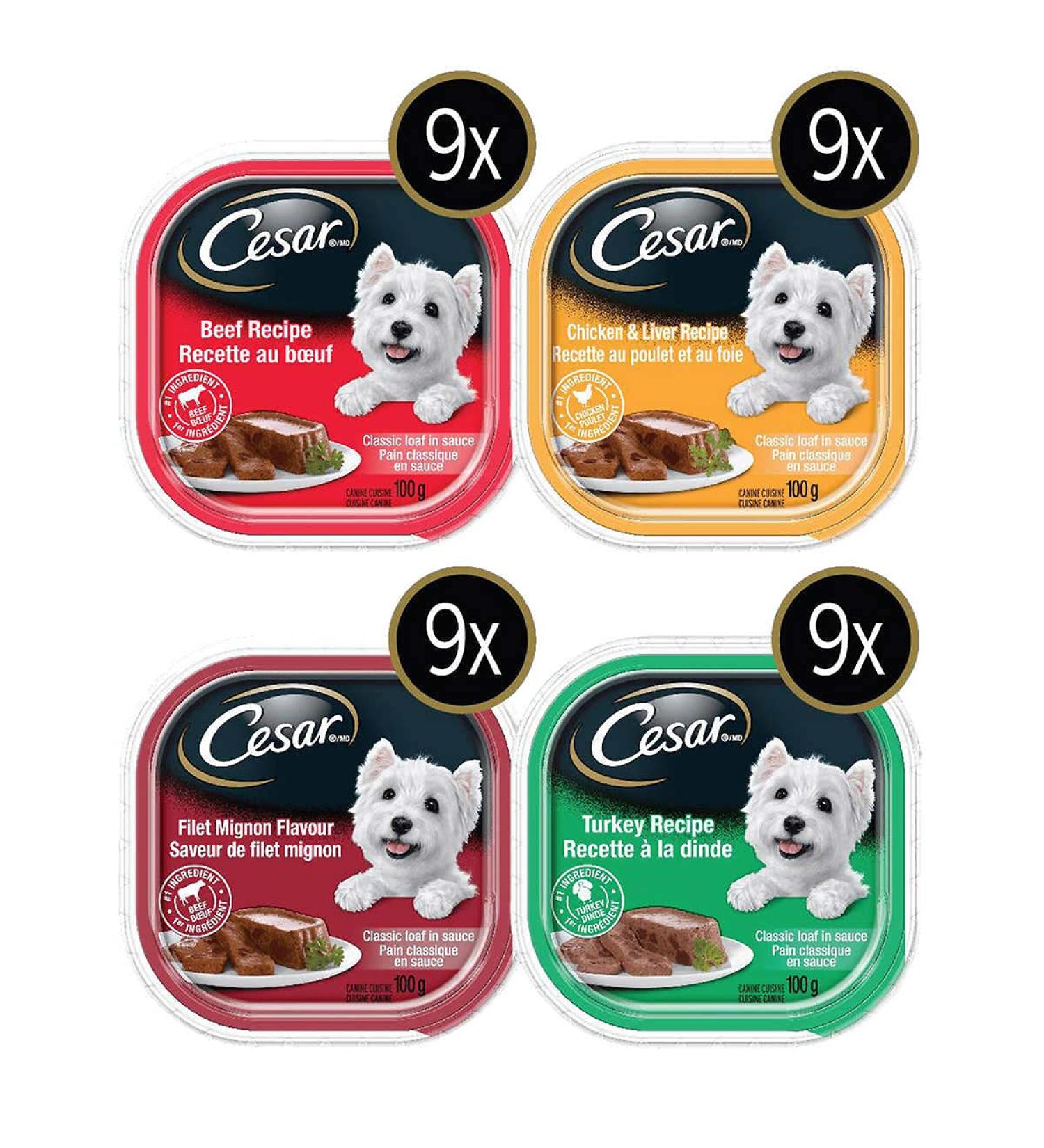 Cesar Food for Small Dogs Variety Product of U.S.A 36 X 100 Grams Net Wt 3600 Grams - Buy Online on SooperMarket.com