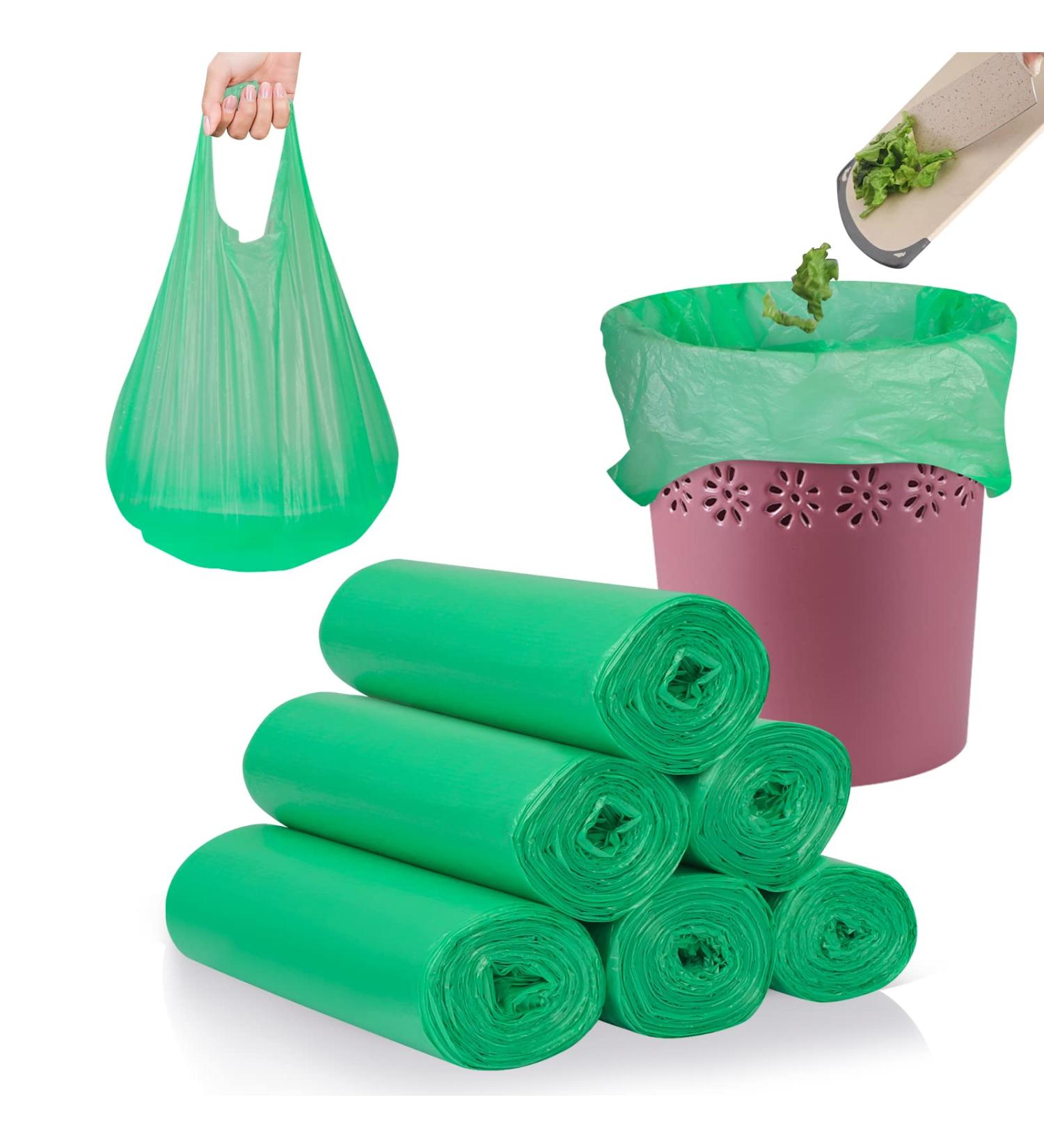 Fyy Garbage Bags - 120 Waste Bags (6 Rolls) for Kitchen Bathroom Office | Black & Green 3L to 10L | Durable & Leak-Resistant - Buy Online on SooperMarket.com