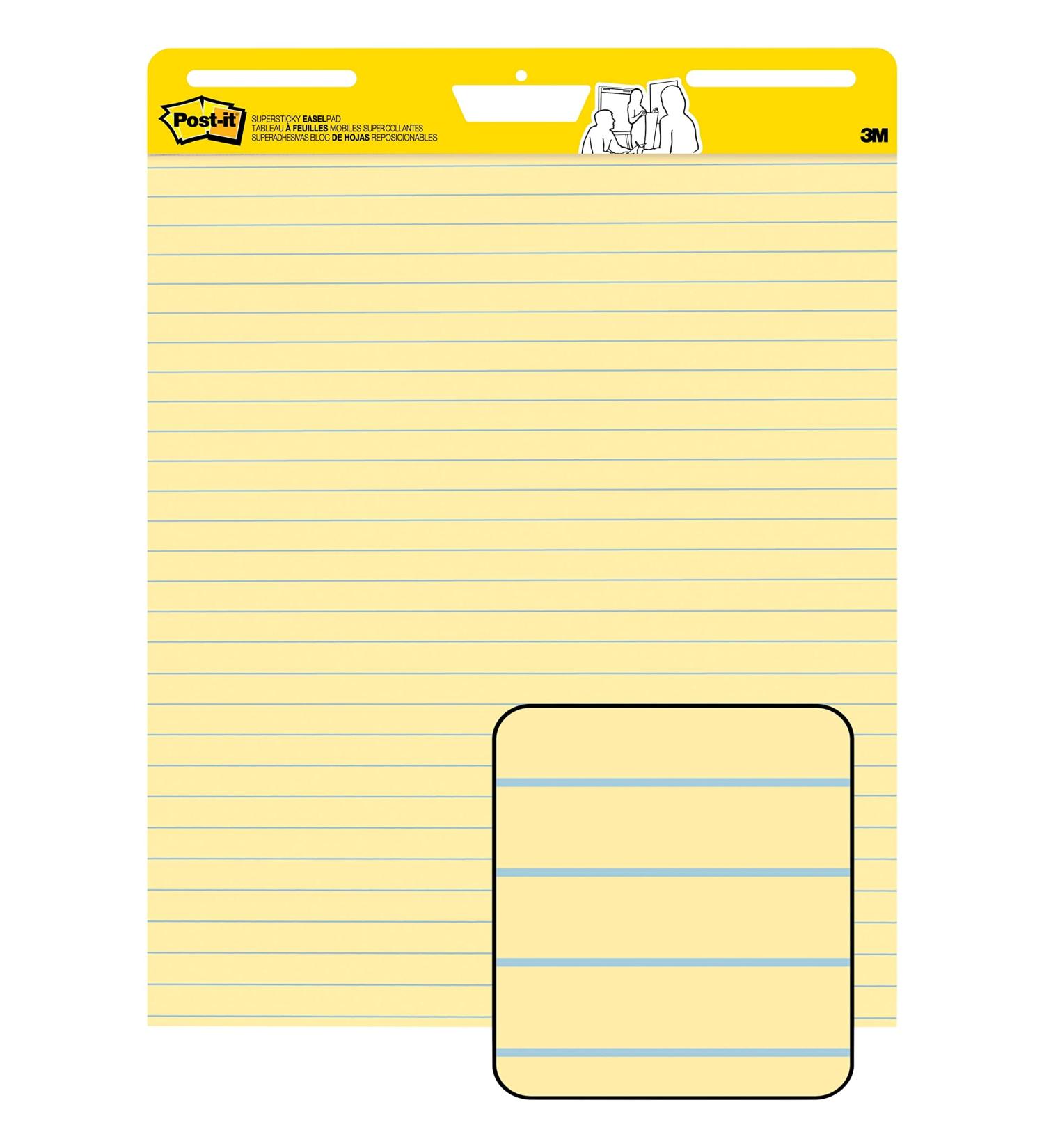 Post-it Super Sticky Easel Pad  25 in x 30 in Sheets  Yellow Paper with Lines  30 Sheets/Pad  2 Pads/Pack  Great for Virtual Teachers and Students (561) - Buy Online on SooperMarket.com