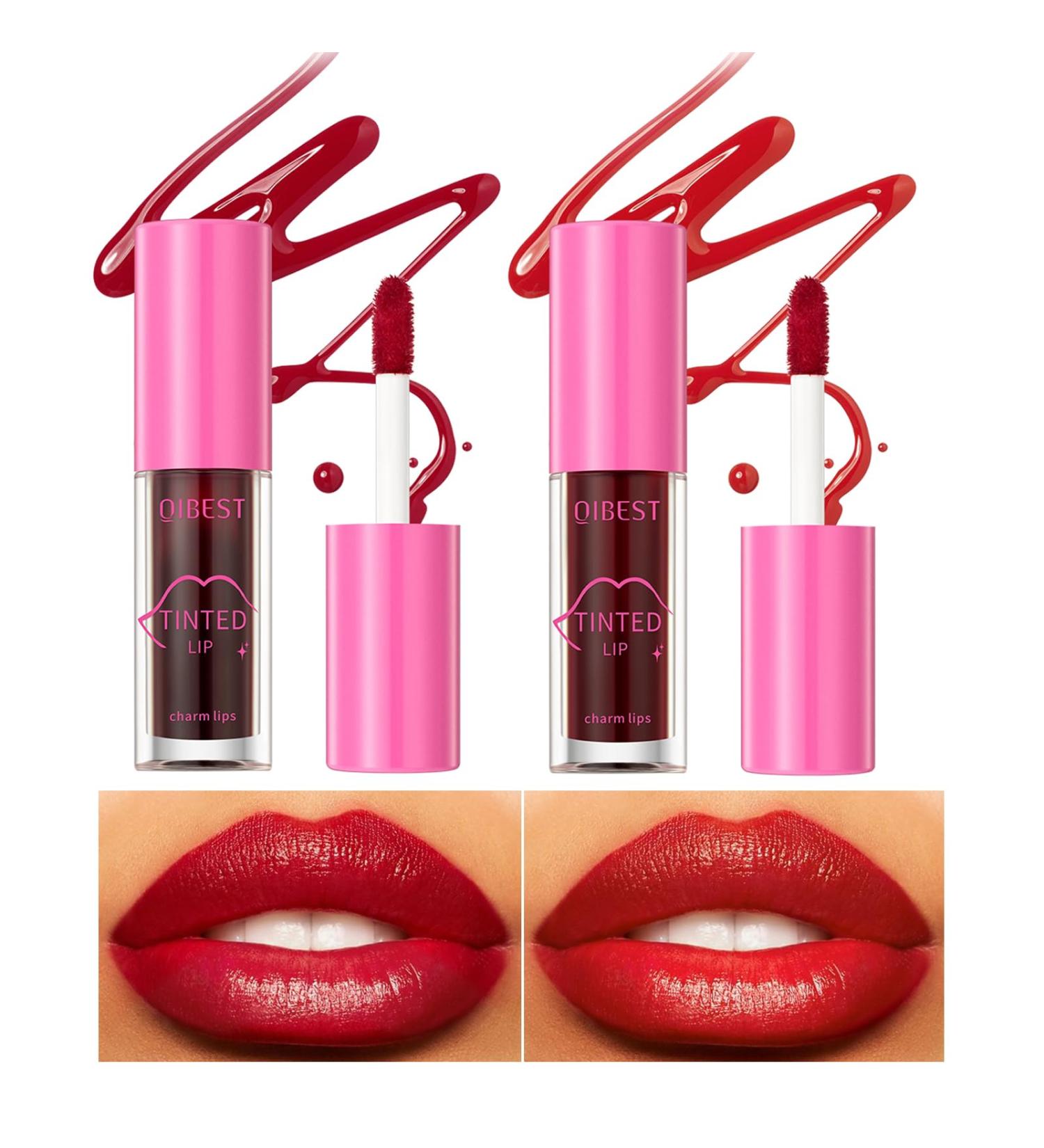 Lip Tint Stain Set - 2 Colors Waterproof Long Lasting Korean Lip & Cheek Tint | Moisturizing Non-Sticky Easy Apply Water Lipstick - Buy Online on SooperMarket.com