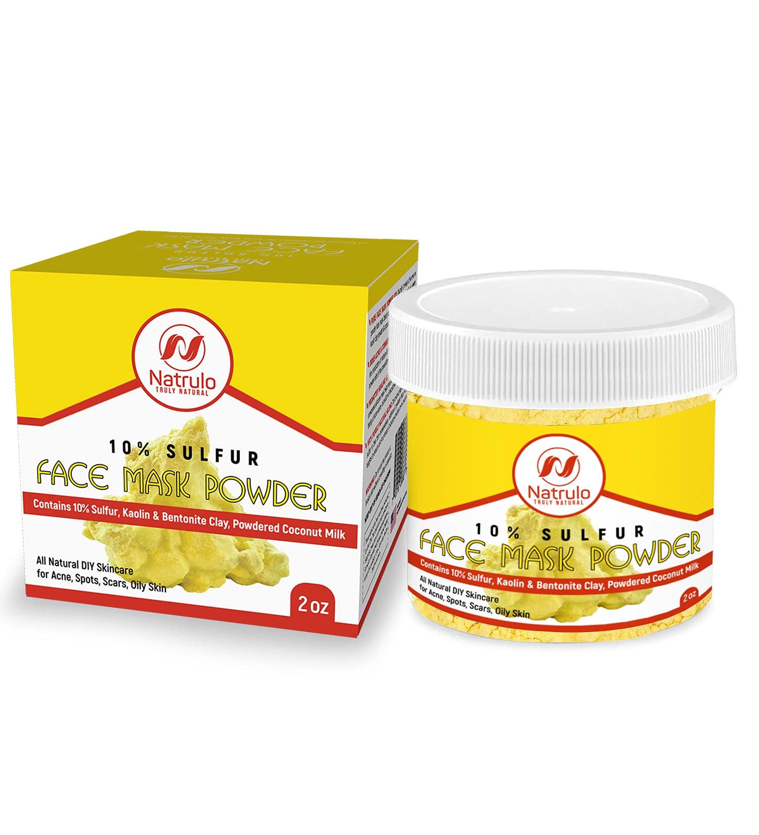 Natrulo Face Mask Powder | 2 oz All Natural DIY Mud Mask for Acne Scars & Oily Skin - 10% Sulfur Kaolin & Bentonite Clay Coconut Milk - Made in USA - Buy Online on SooperMarket.com