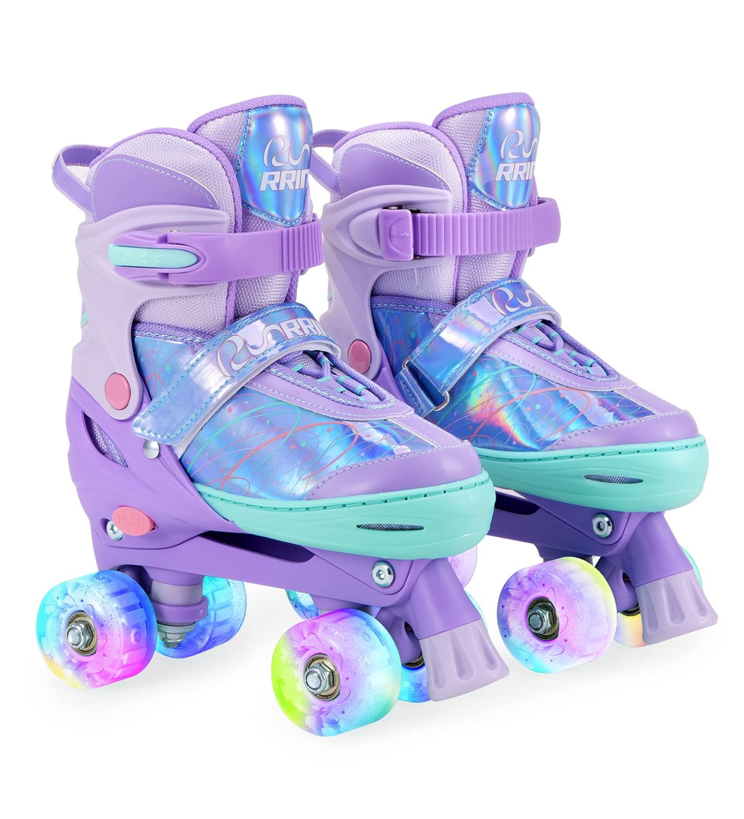 RunRRIn Girls Adjustable Roller Skates | Light Up Wheels | Purple | Size Medium (1-4 US) - Buy Online on SooperMarket.com
