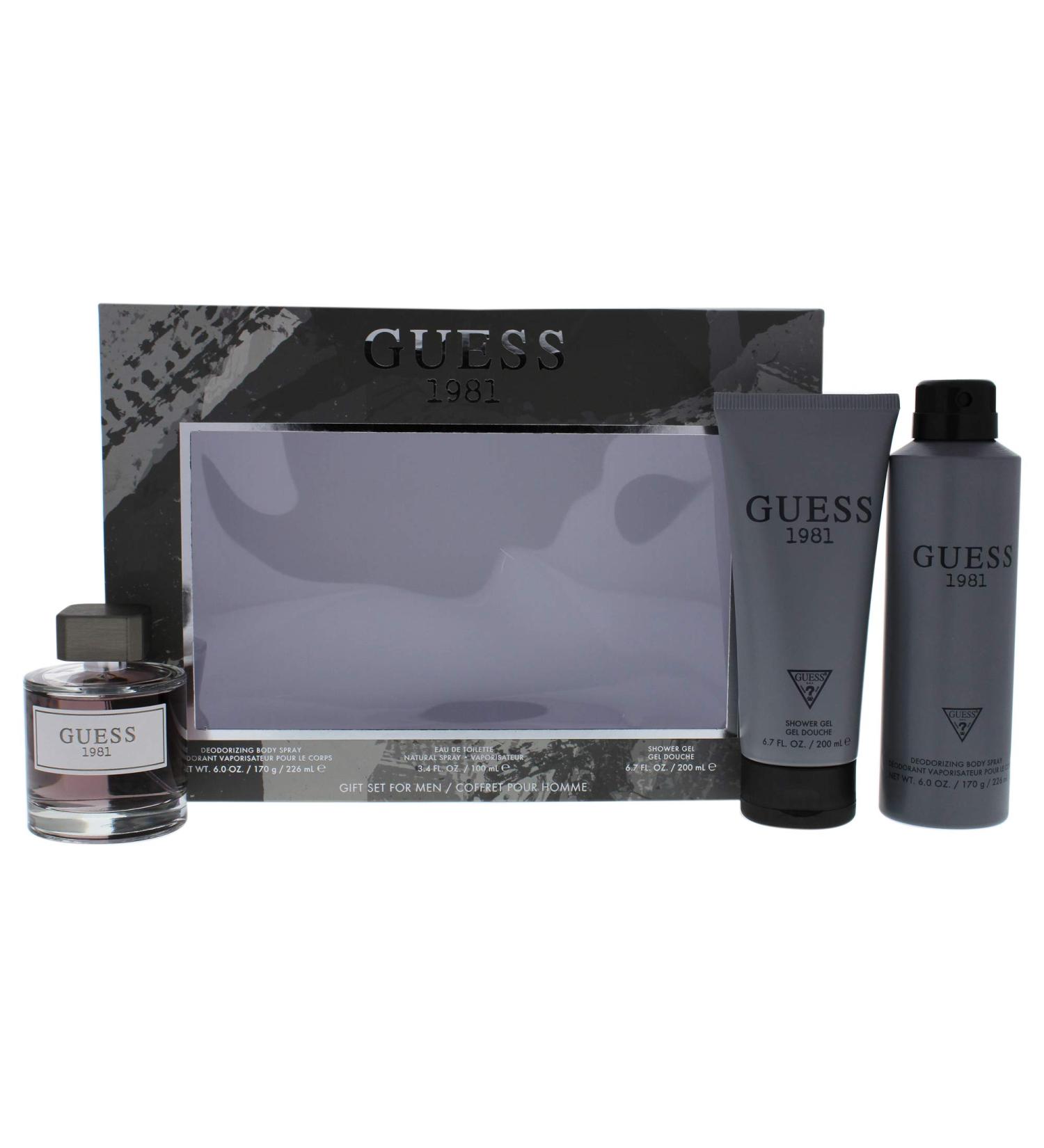 Guess 1981 for Men - 3 Pc Gift Set 3.4oz EDT Spray 6oz Deodorant Body Spray 6.7oz Shower Gel - Buy Online on SooperMarket.com