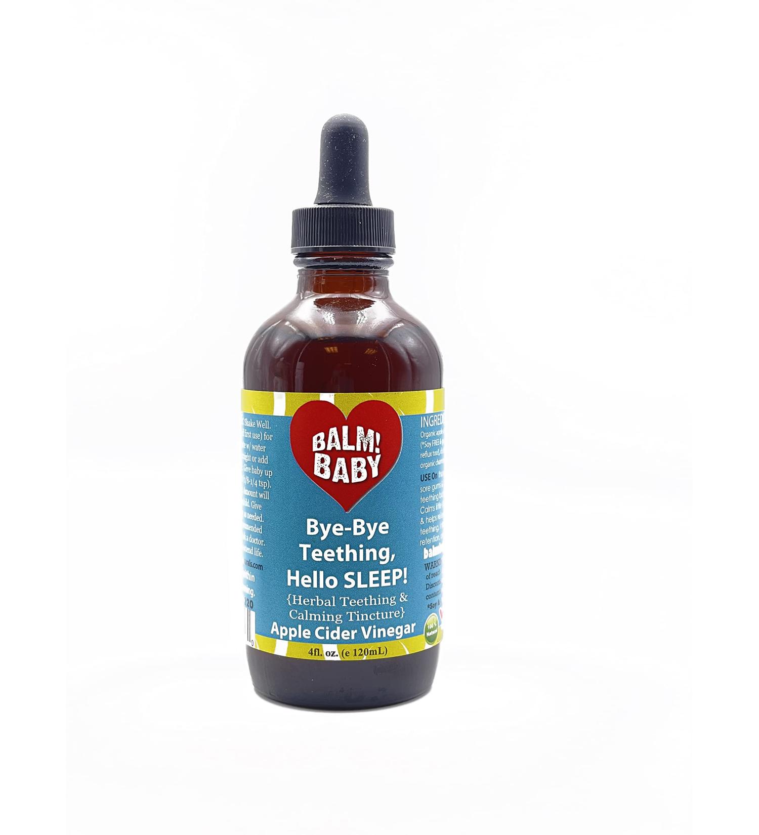 BALM! Baby Bye-Bye Teething Hello Sleep Tincture | Natural & Organic Relief for Baby | Soothes Inflamed Gums & Pain, Promotes Sleep | 4 Oz Glass Bottle (Apple Cider Vinegar) - Buy Online on SooperMarket.com