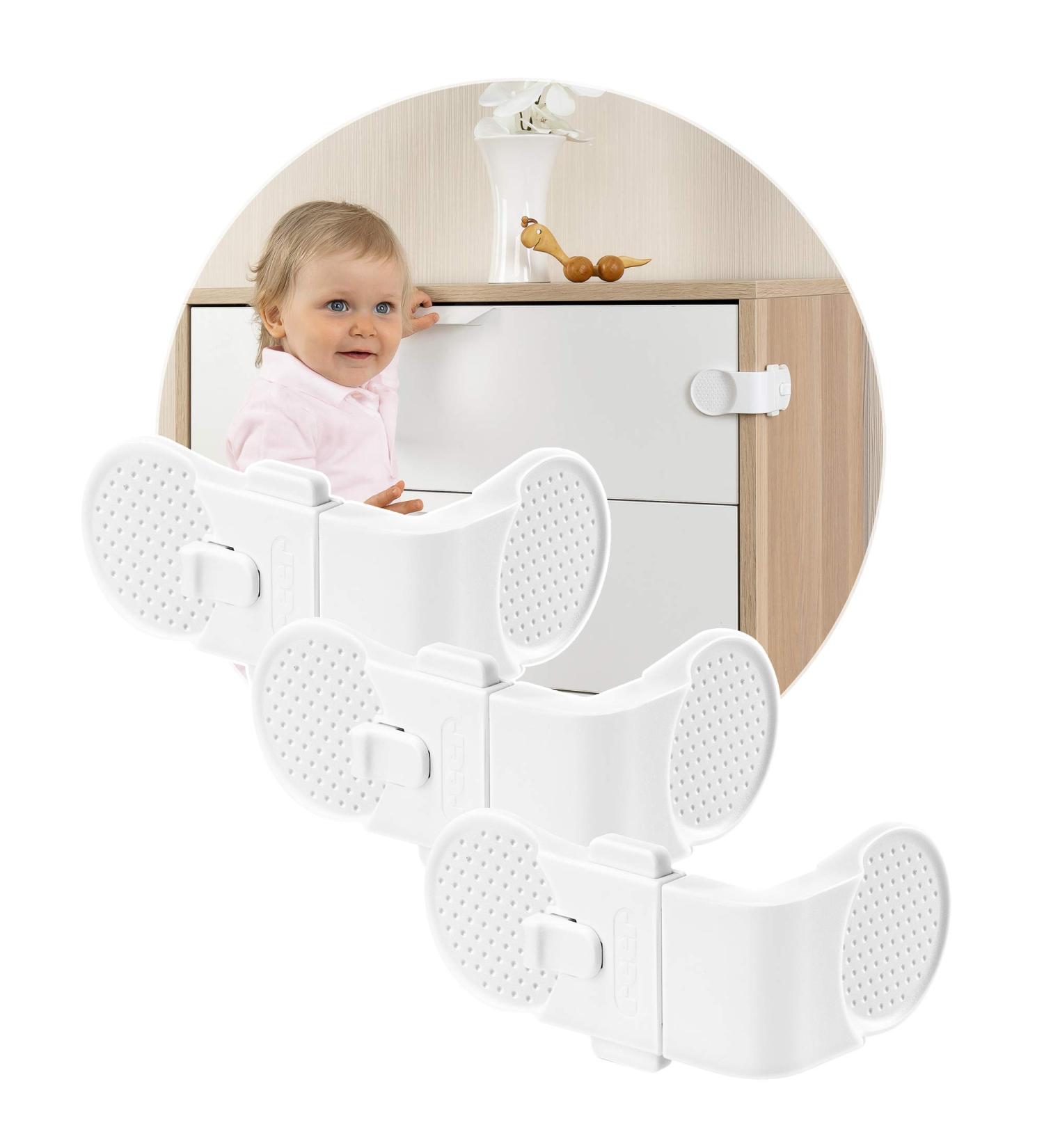 Reer Cabinet & Drawer Lock - 3 Piece Value Pack | Child Safety Expert | White - Shop Internationally - Buy Online on SooperMarket.com