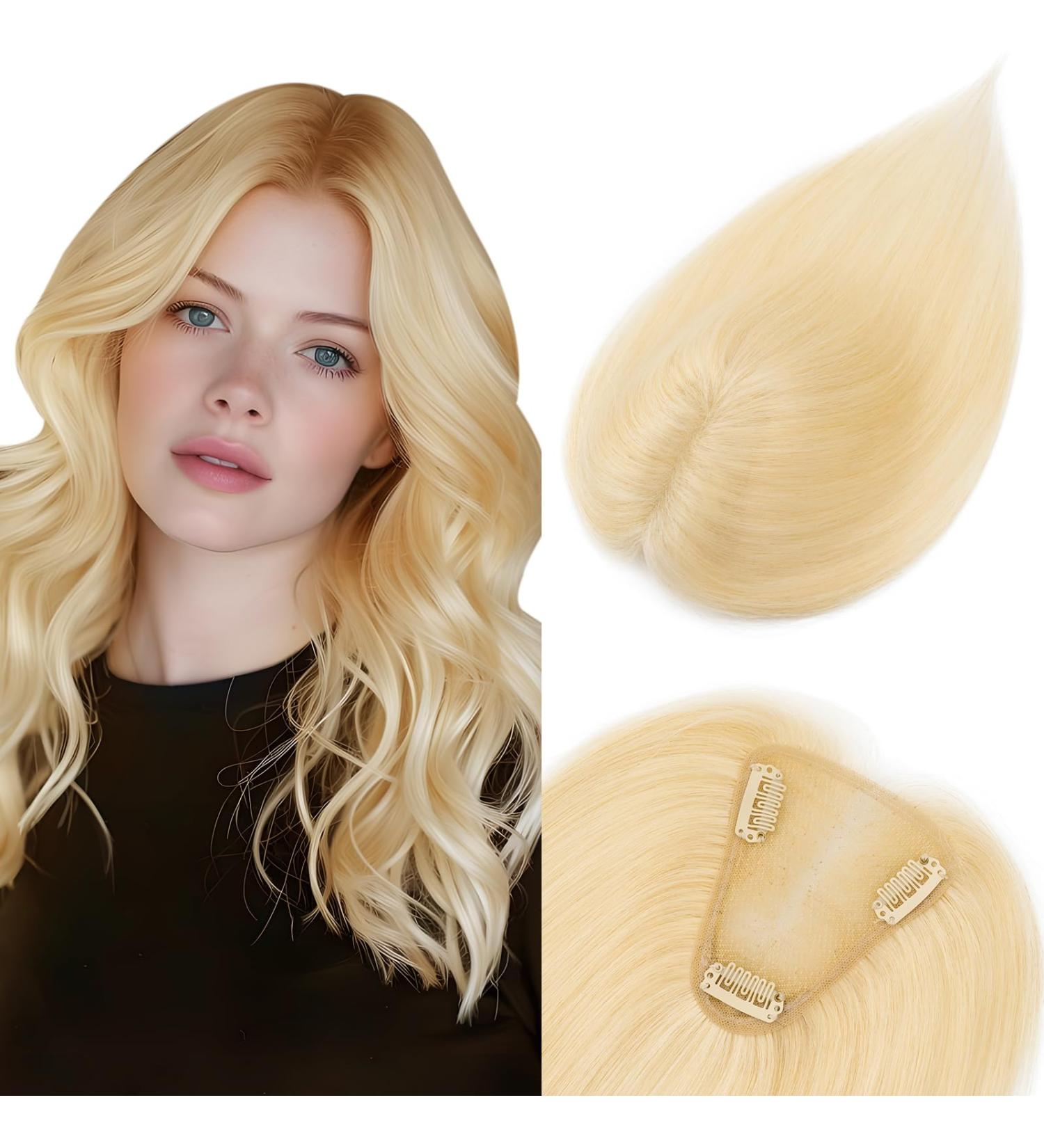 TESS Clip in Hair Pieces for Women Extensions Toupee Hair Topper Hair Toppers for Thinning Hair Women Real Hair - 06 Inch 14 g #613 Bleached blonde 06 Inch #613 Bleached blonde - Buy Online on SooperMarket.com