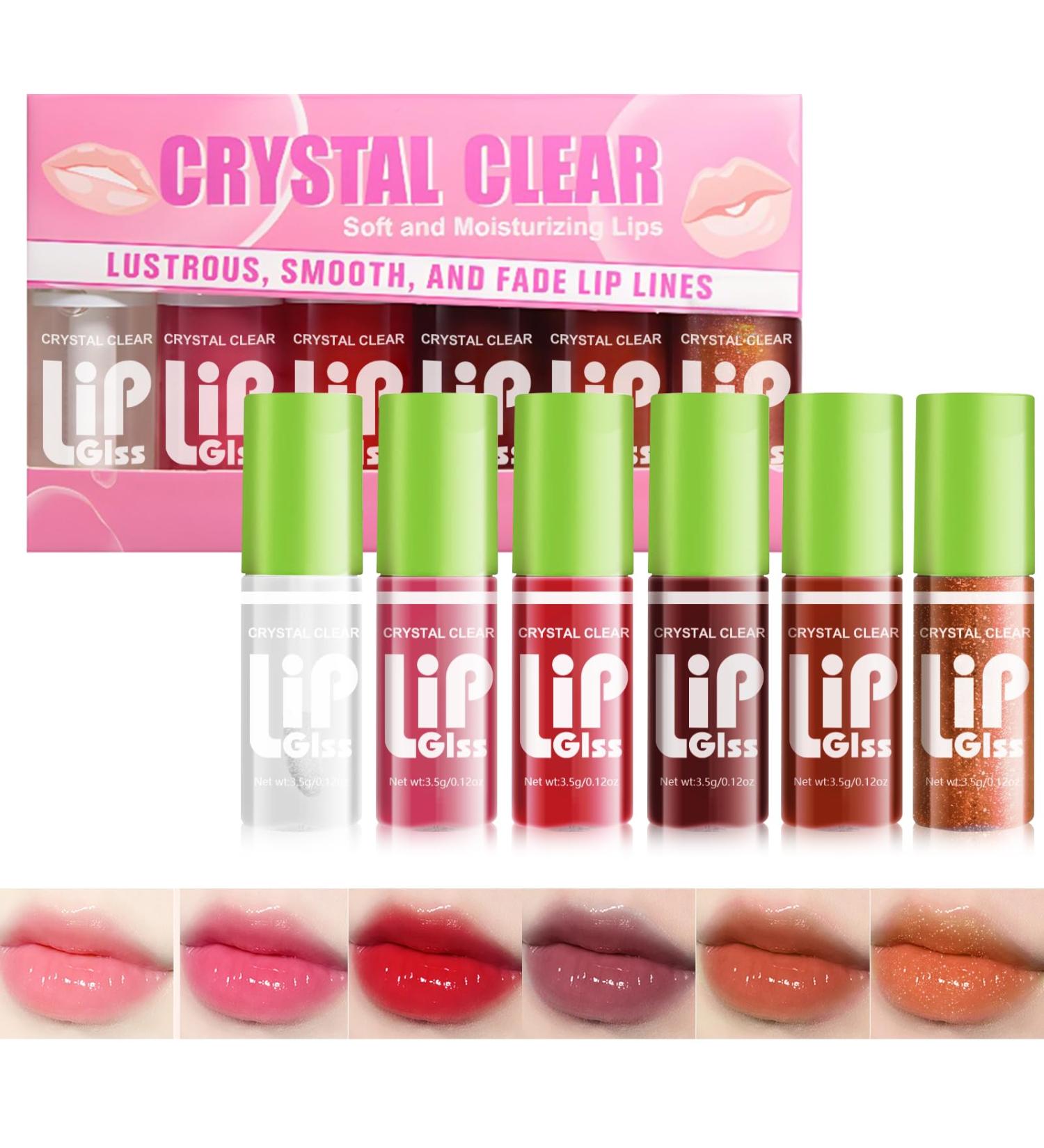 6 Colors Lip Oil Set - Hydrating Lip Glow & Gloss | Long-Lasting Non-Sticky Plumping Lip Makeup - Buy Online on SooperMarket.com