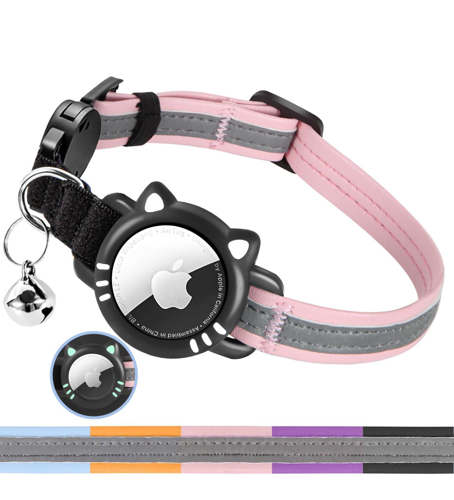 Ytanest Luminous AirTag Cat Collar | Reflective & Breakaway with Apple AirTag Holder | GPS Tracker & Safety Elastic Band | Pink XS (7-9 Inch) - Buy Online on SooperMarket.com