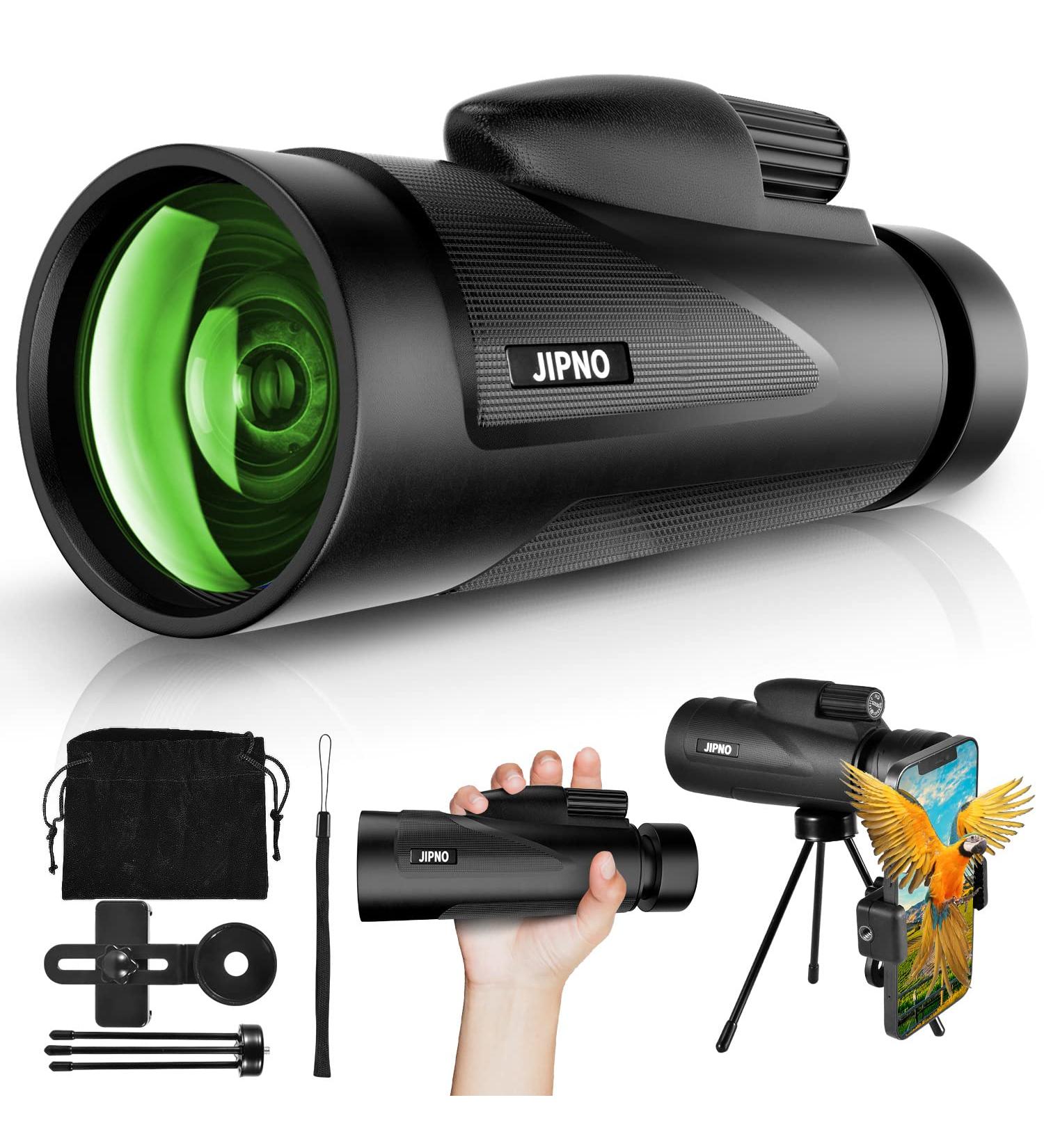 JIPNO High Powered Monocular-Telescope for Adults and Kids with Smartphone Adapter  Dust-Proof BAK4 Prism Monocular with Clear Low Light Vision for Hunting/Target Shooting/Stargazing/Camping/Traveling 12x50 - Buy Online on SooperMarket.com