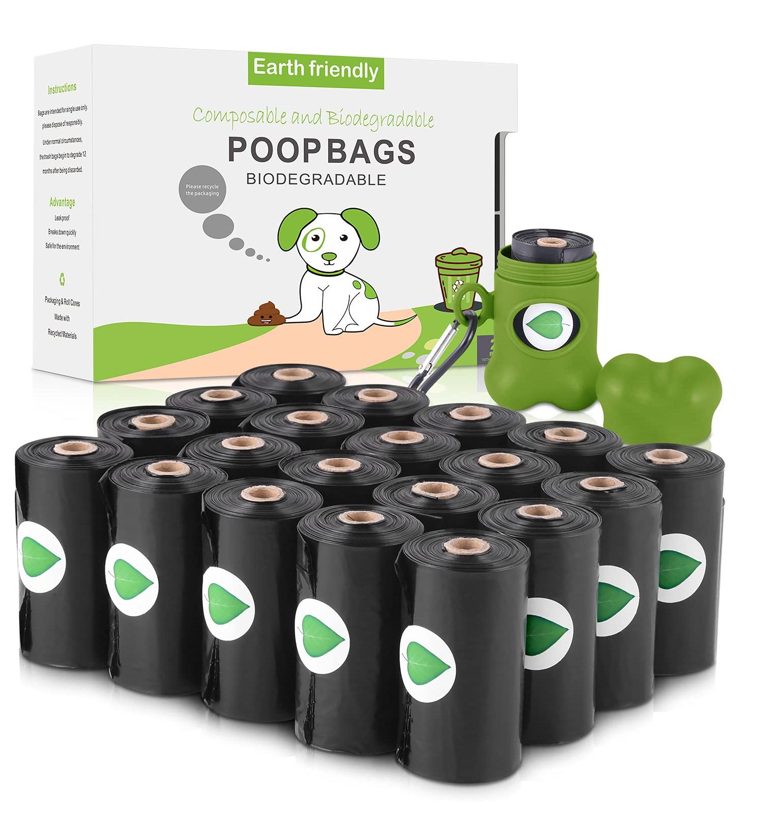 Nestling Biodegradable Dog Poop Bags with Dispenser - 300 Thick Strong Corn Starch Waste Bags (Black) - Buy Online on SooperMarket.com