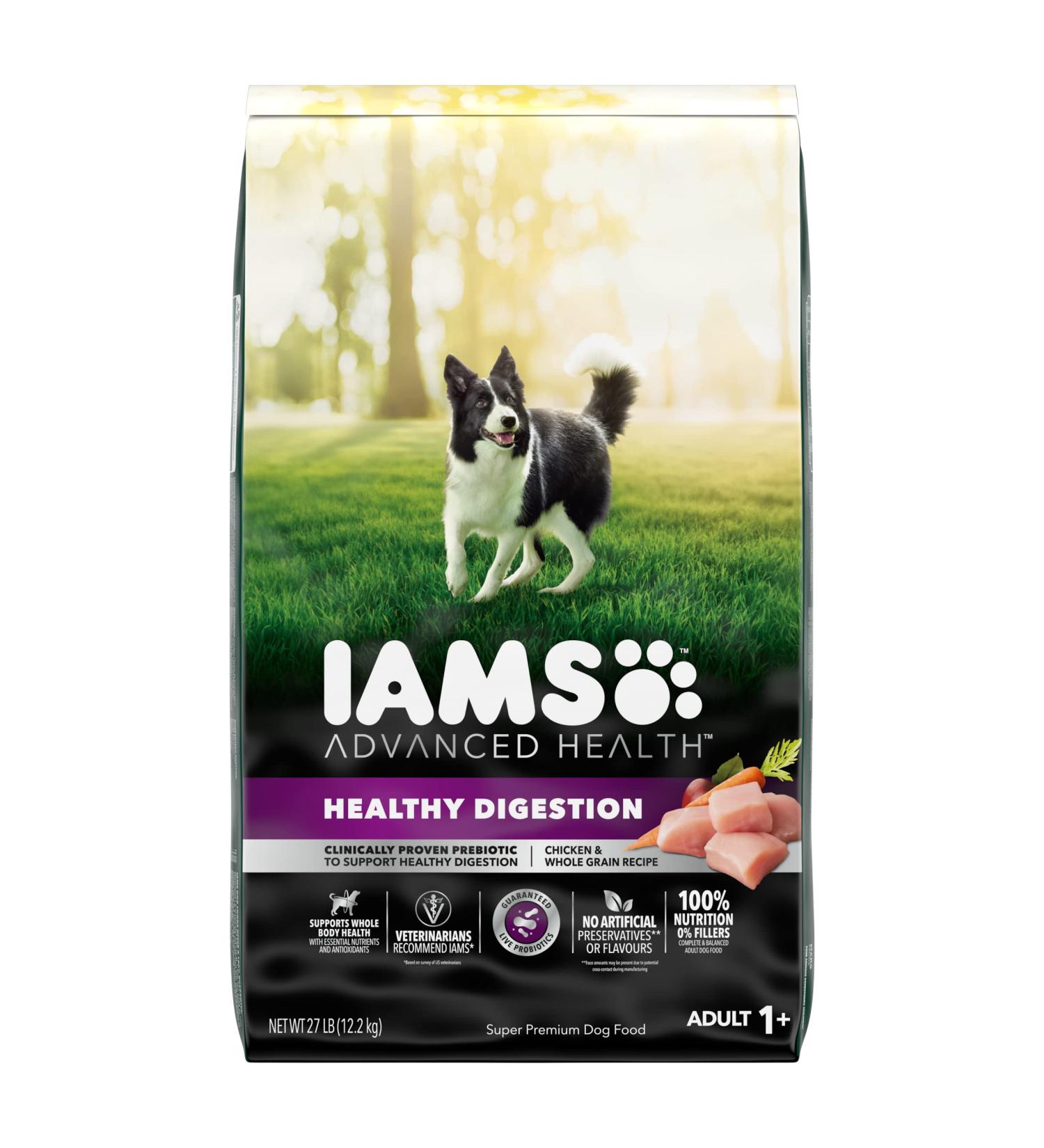 IAMS Advanced Health Dog Food Dry Healthy Digestion Adult Chicken & Whole Grain Recipe 12.2kg (27LB) Bag 12.2 kg (Pack of 1) Dog Food - Buy Online on SooperMarket.com