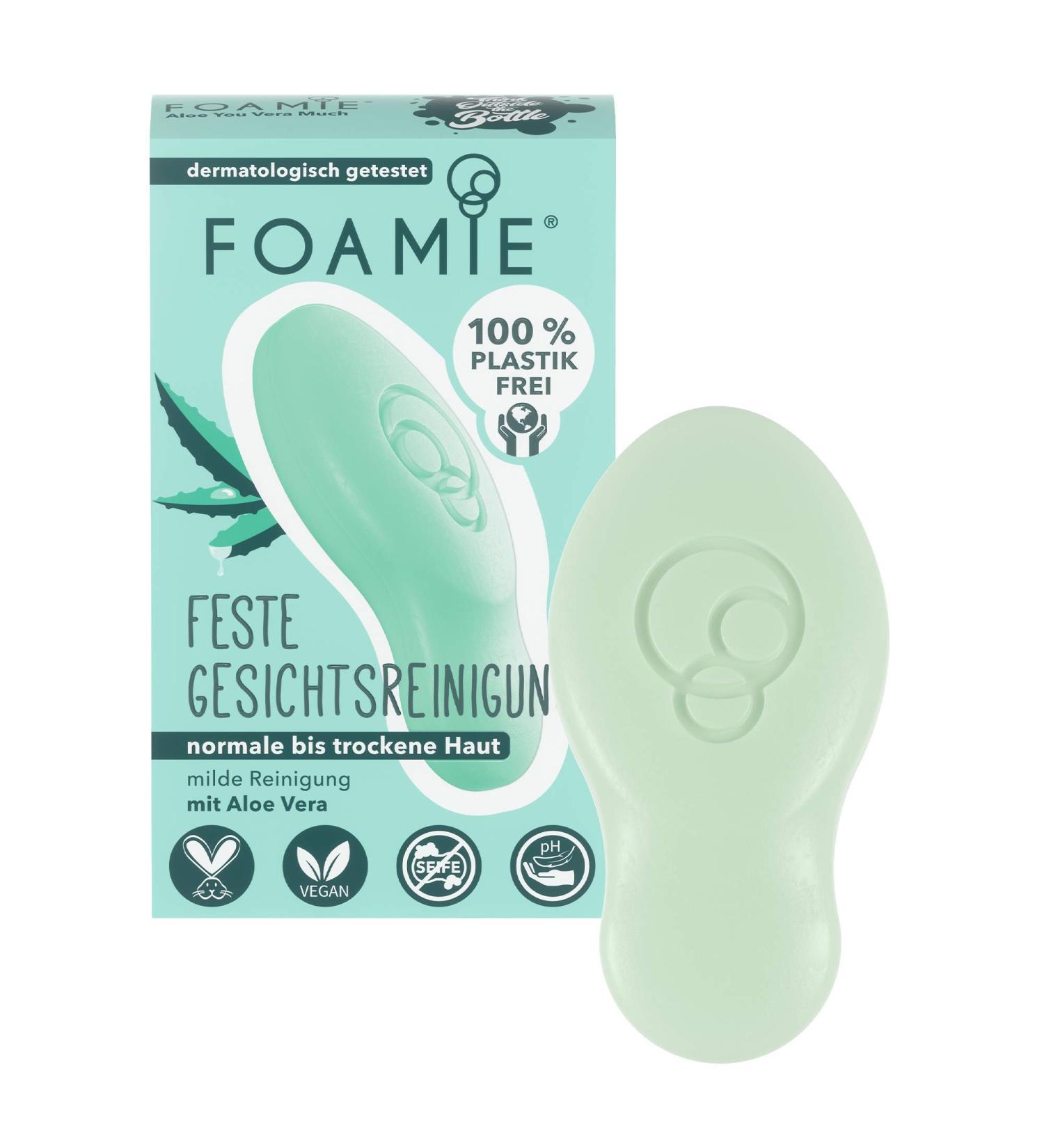 Foamy Solid Facial Cleanser for Dry Skin - Aloe Vera & Almond Milk 100% Vegan Plastic-Free 60g - Buy Online on SooperMarket.com