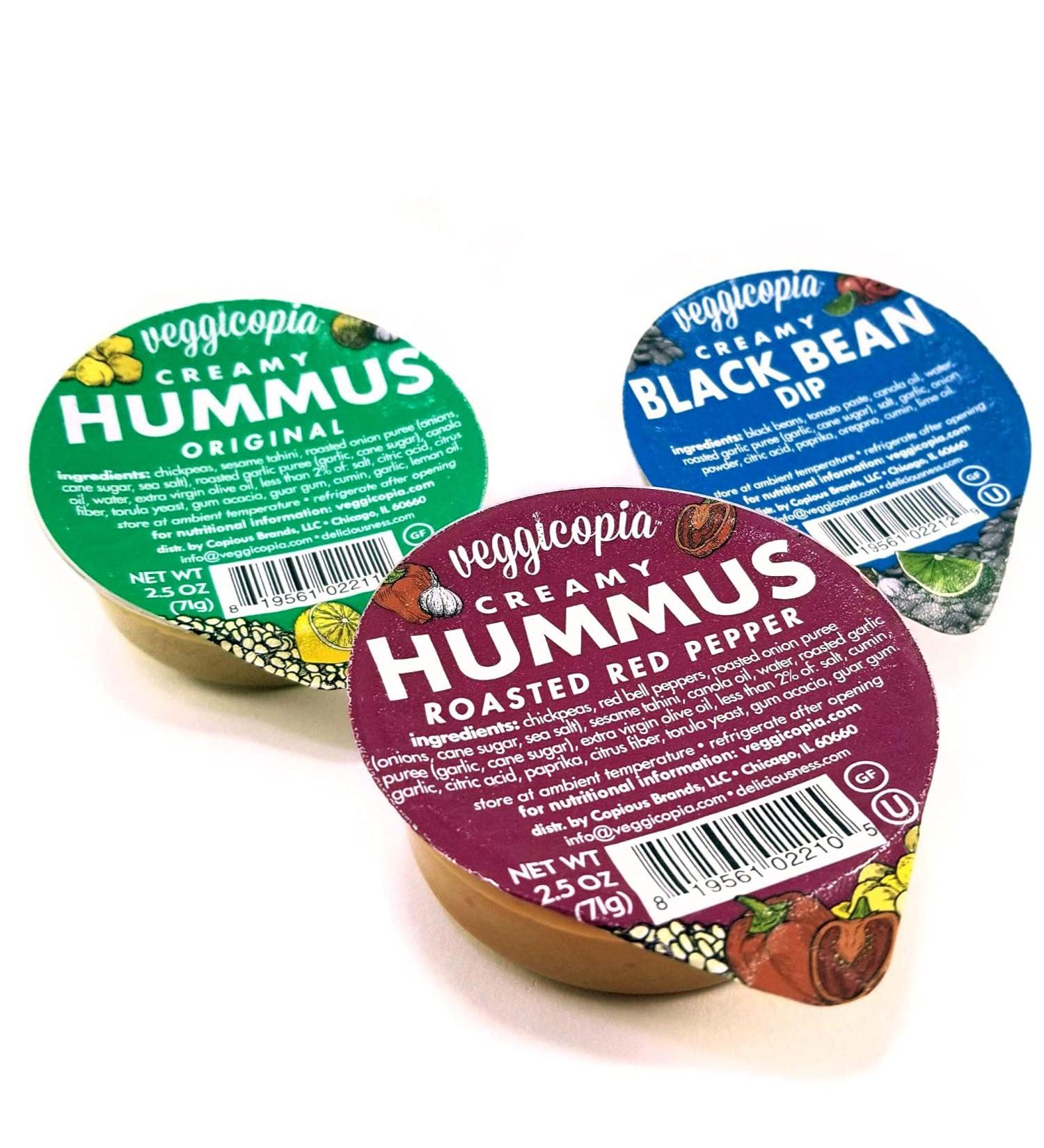 Veggicopia Creamy Dip & Hummus Variety Pack - High Protein, Non-Dairy, Vegan Dips - 2.5 oz Singles (Pack of 12) - Buy Online on SooperMarket.com