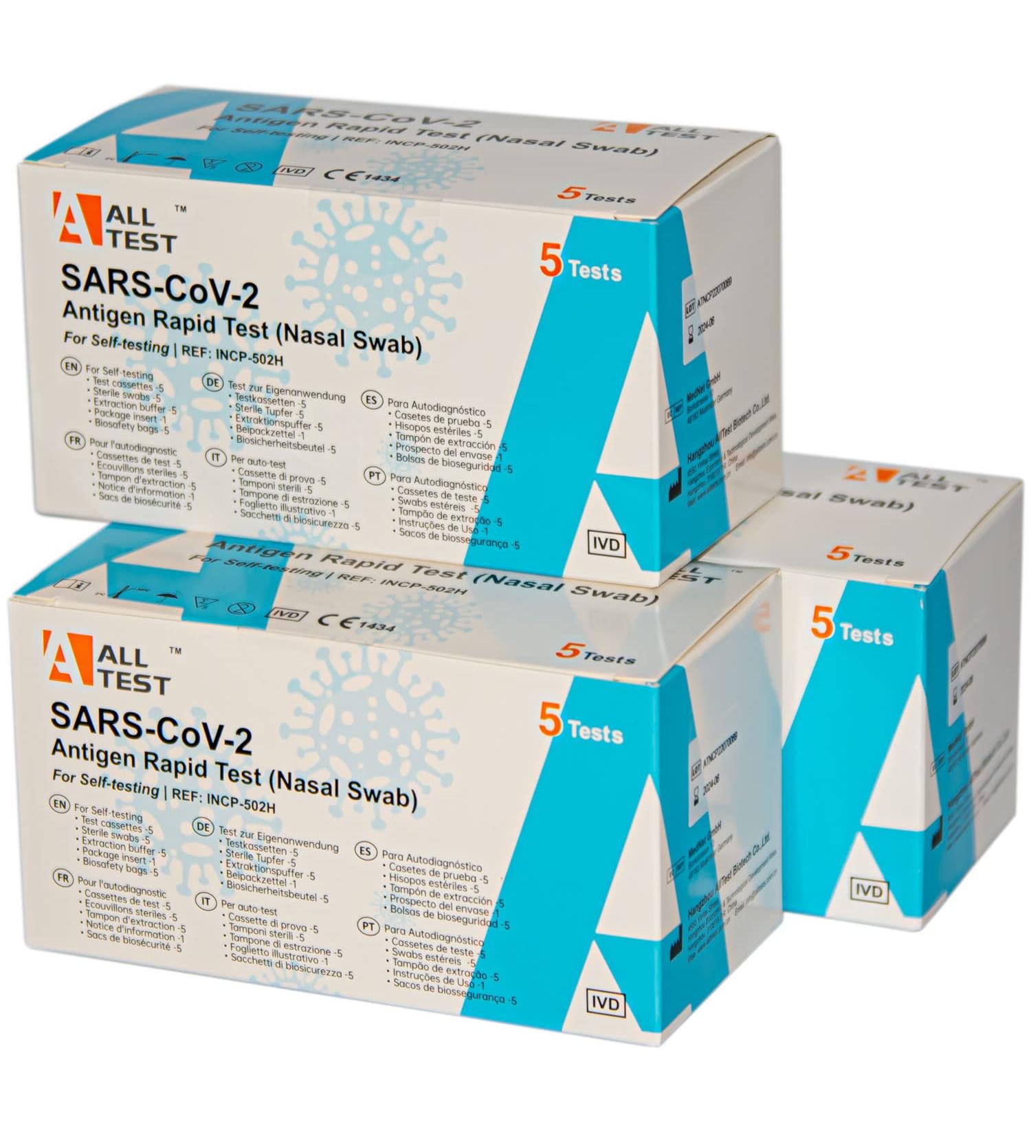 3x 5 Nasal Antigen Lay Test - CE 1434 Self-Test for COVID-19 & Omicron Variant - Fast International Shipping - Buy Online on SooperMarket.com