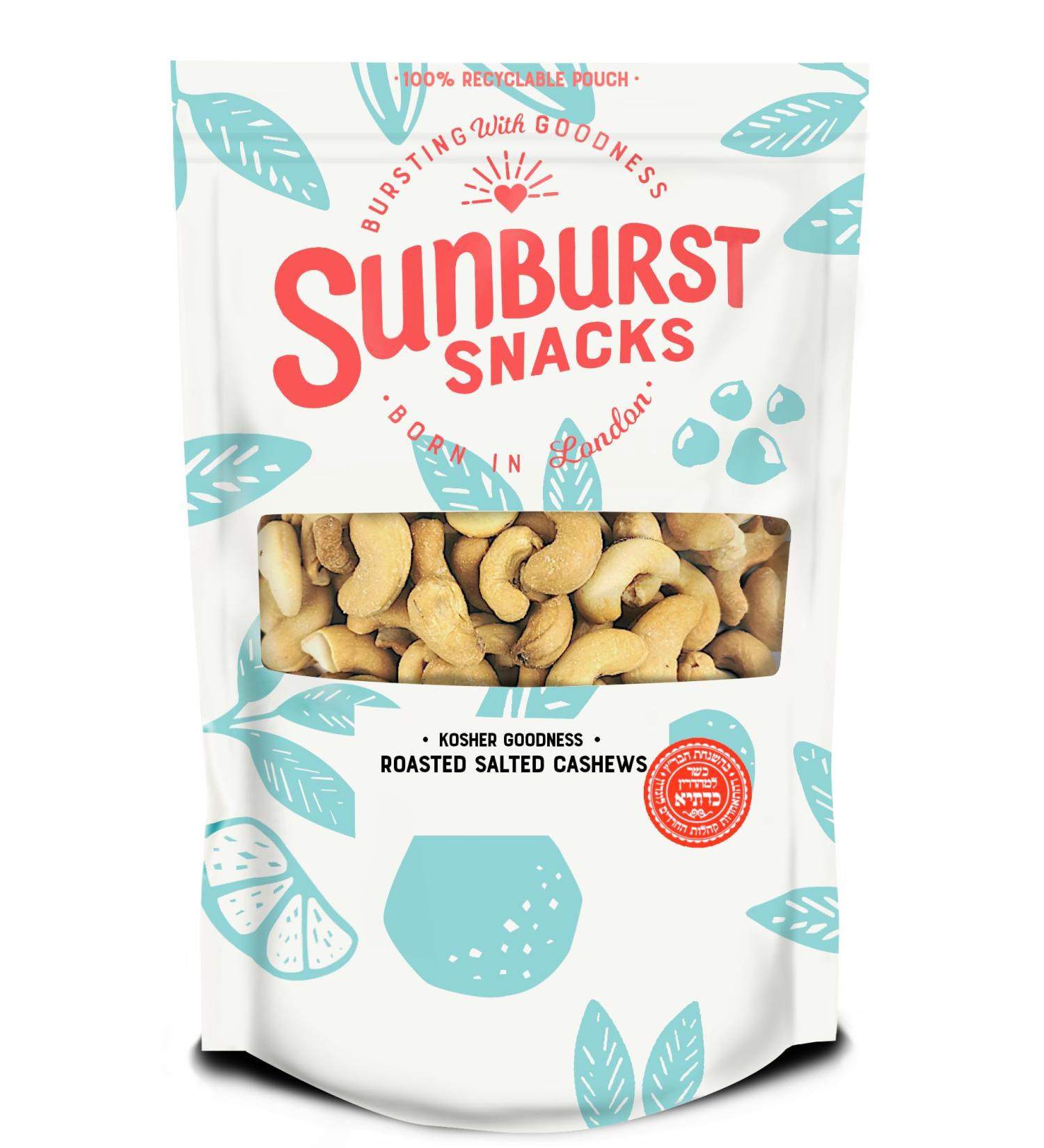 Sunburst Snacks Roasted Salted Cashew Nuts 1kg - Kedassia Certified, Kosher, Recyclable Pouch - Buy Online on SooperMarket.com