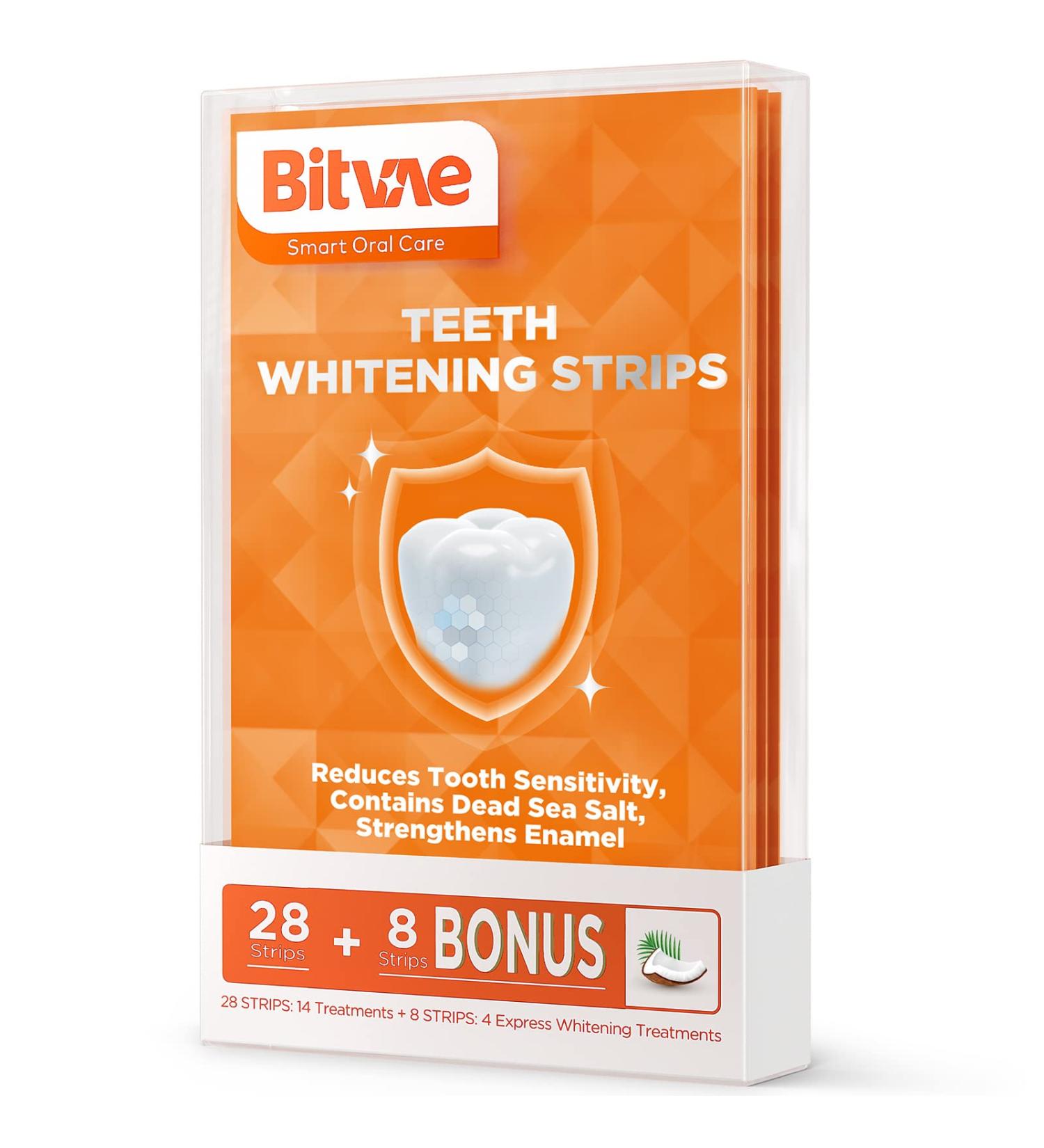 Dead Sea Salt Whitening Strips for Sensitive Teeth - Coconut Flavor | Enamel Strengthening Formula | Fast Teeth Whitener - 36 Strips - Buy Online on SooperMarket.com