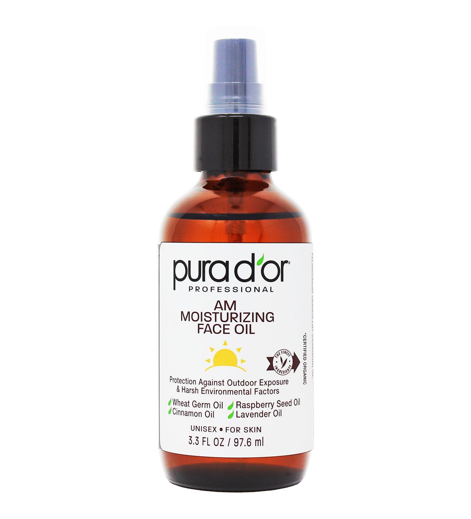 PURA D'OR Organic Moisturizing Face Oil 3.3 Oz - Anti-Aging Hydrating & Brightening Skincare for All - Vegan Paraben-Free - Morning Glow for Radiant Skin - Buy Online on SooperMarket.com