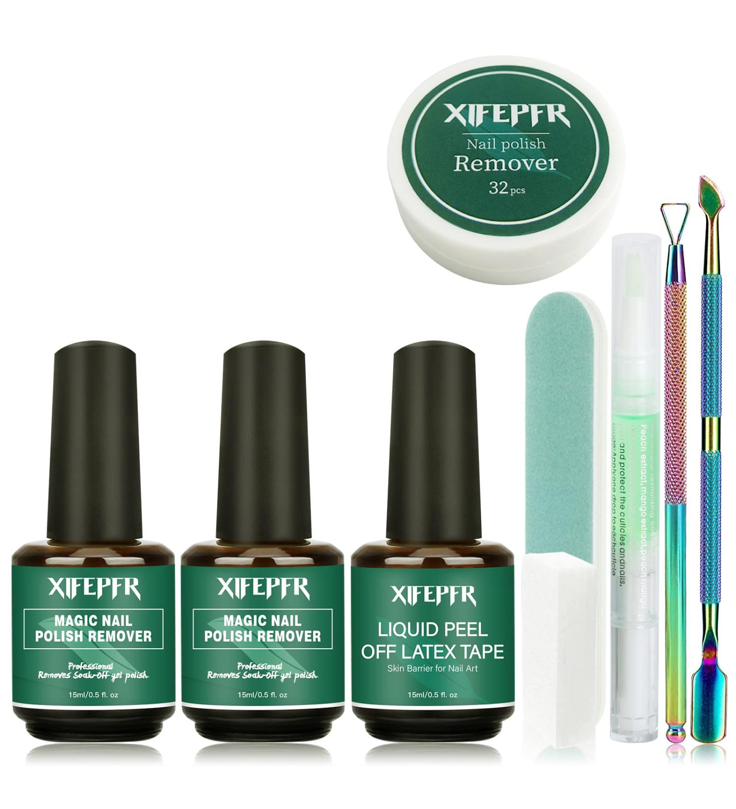 XIFEPFR Gel Nail Polish Remover Kit - 2 Pack | Professional Quick Remove, No Soaking Needed | Includes Latex Tape, Peel Off Liquid & Manicure Tools - Buy Online on SooperMarket.com