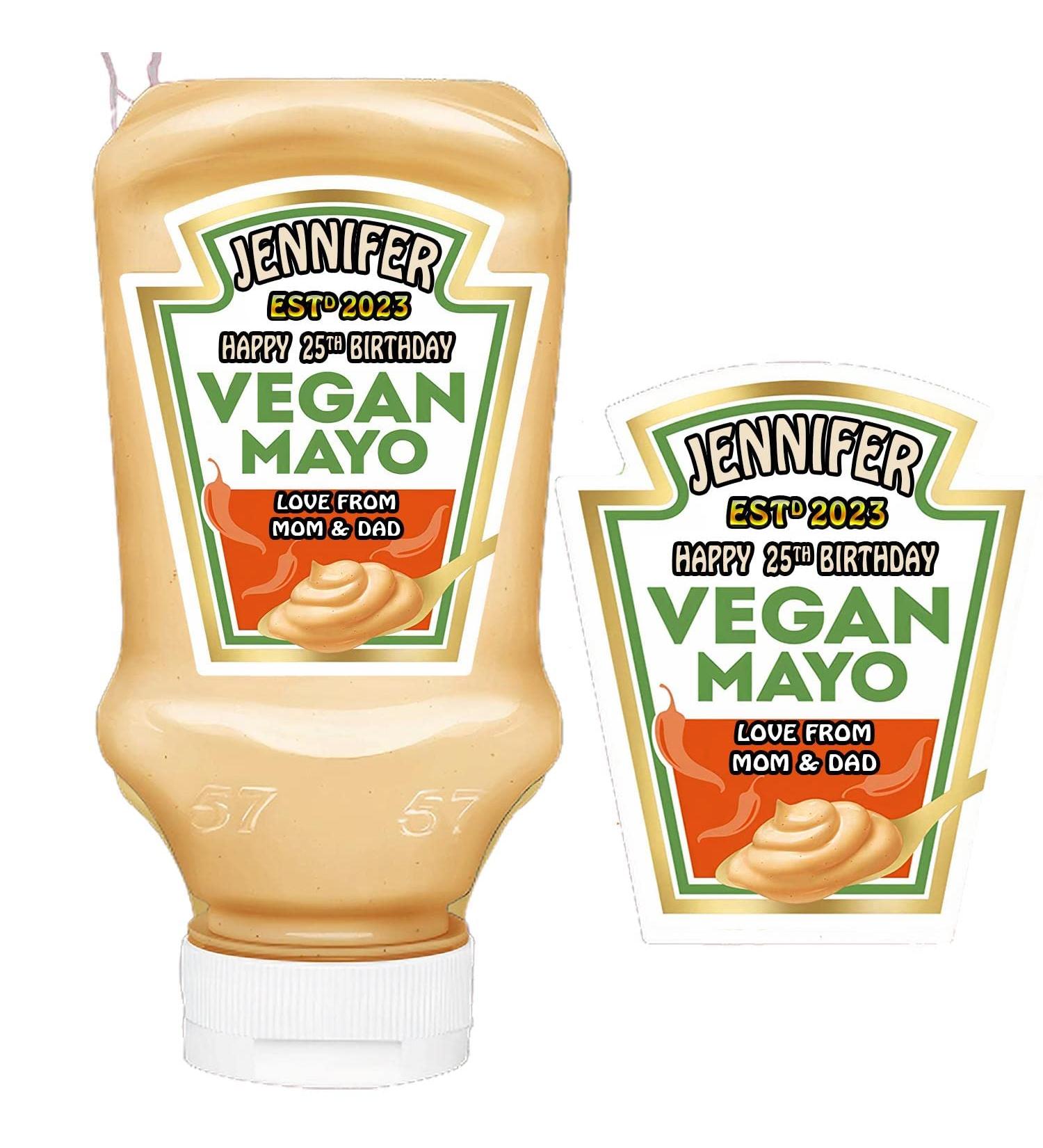 Personalised Customised Bottle Label Sticker for Heinz Vegan Mayo 220ml - Buy Online on SooperMarket.com