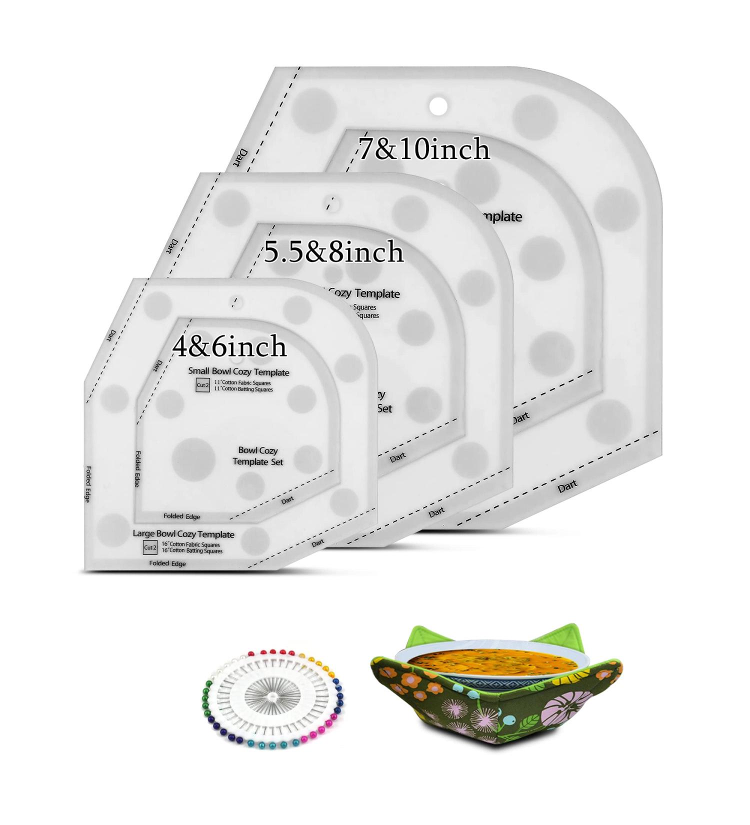 Bowl Cozy Template Set with 3 Sizes and Cutting Ruler - Sewing Pattern, 40 Pins, User Manual Included - Buy Online on SooperMarket.com