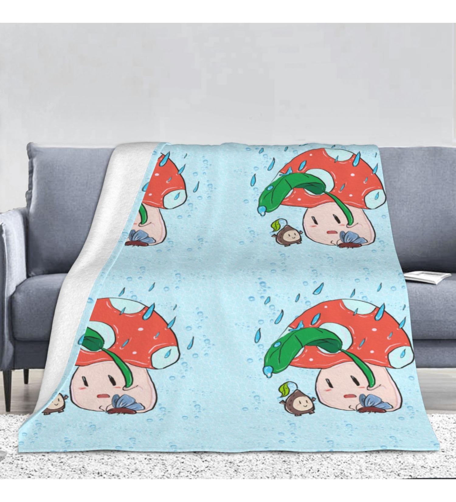YYHHAOFA Sunflower Seeds and Mushroom Prints Flannel Blanket 66x90 in Normal : Skin-Friendly Warm and Comfortable Easy Care and Durable Black normal - Buy Online on SooperMarket.com