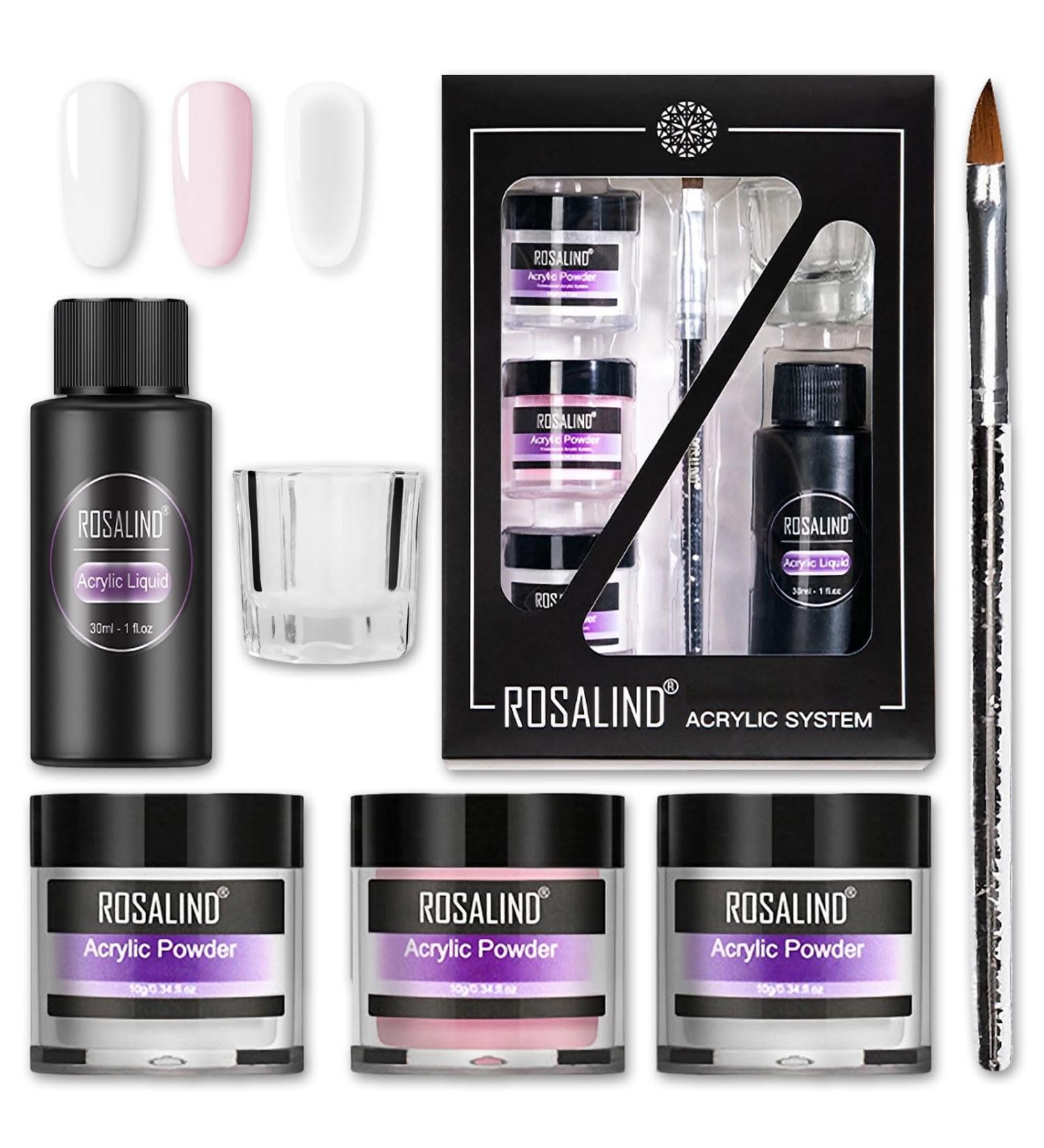 Acrylic Nail Kit - Acrylic Powder Set with Pink White Clear Colors Acrylic Powder and Acrylic Liquid with Acrylic Nail Brush Nail Acrylic Powder Set for Nails Extension Kit Nail Art Pink White Clear 3 Colors - Buy Online on SooperMarket.com