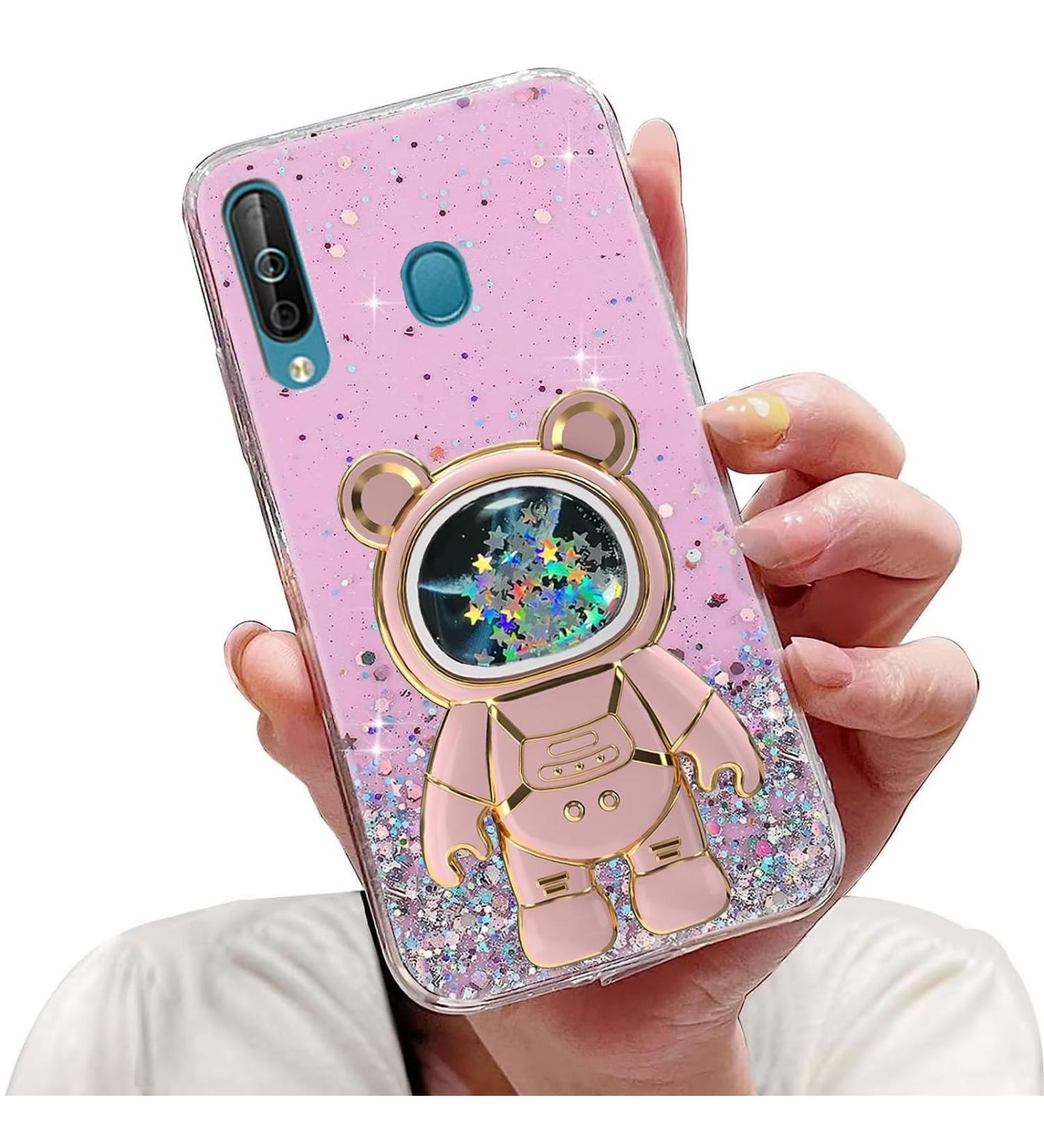 Buy Tivenfezk Nadoli Pink Astronaut Glitter Case for Samsung Galaxy A40 - Soft Silicone Hidden Stand Protective Cover - Buy Online on SooperMarket.com