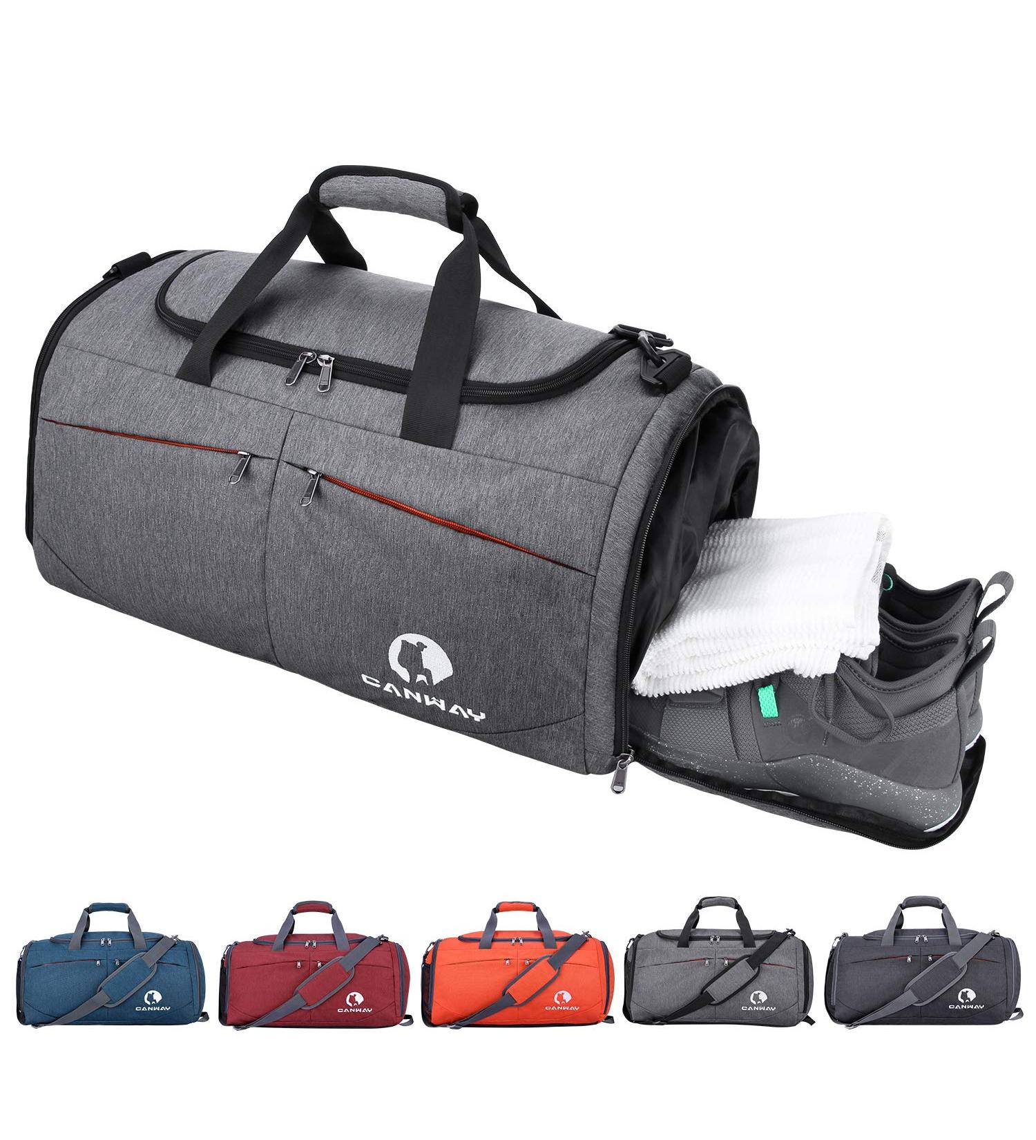 Canway 45L Sports Gym Bag Travel Duffel with Wet Pocket & Shoes Compartment - Lightweight Gray | Men & Women - Buy Online on SooperMarket.com