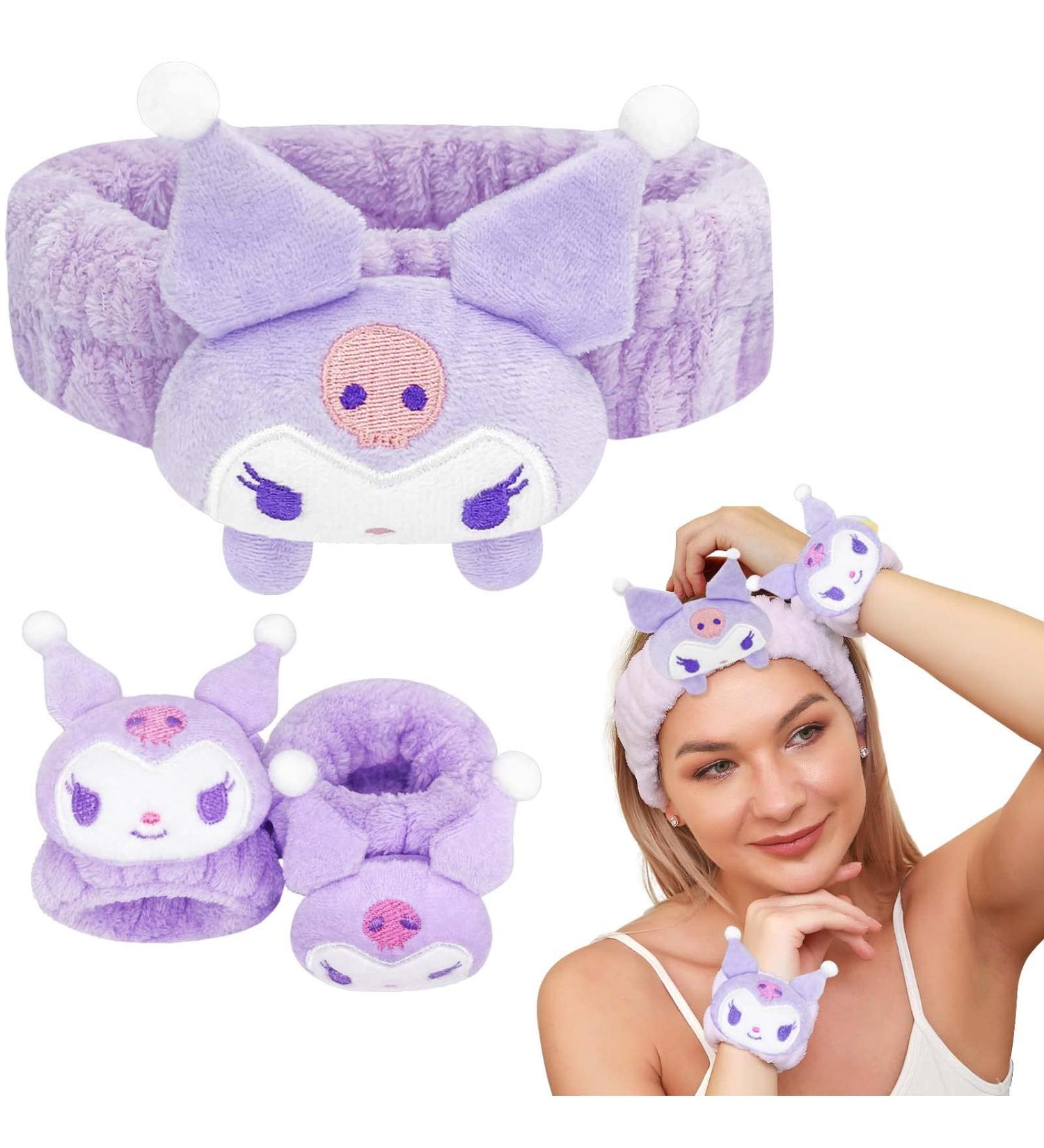 Kawaii Purple Spa Headband and Wristband Set for Women and Girls - Soft Skincare and Makeup Hairband for Face Washing, Bath, Shower, and Beauty - Buy Online on SooperMarket.com