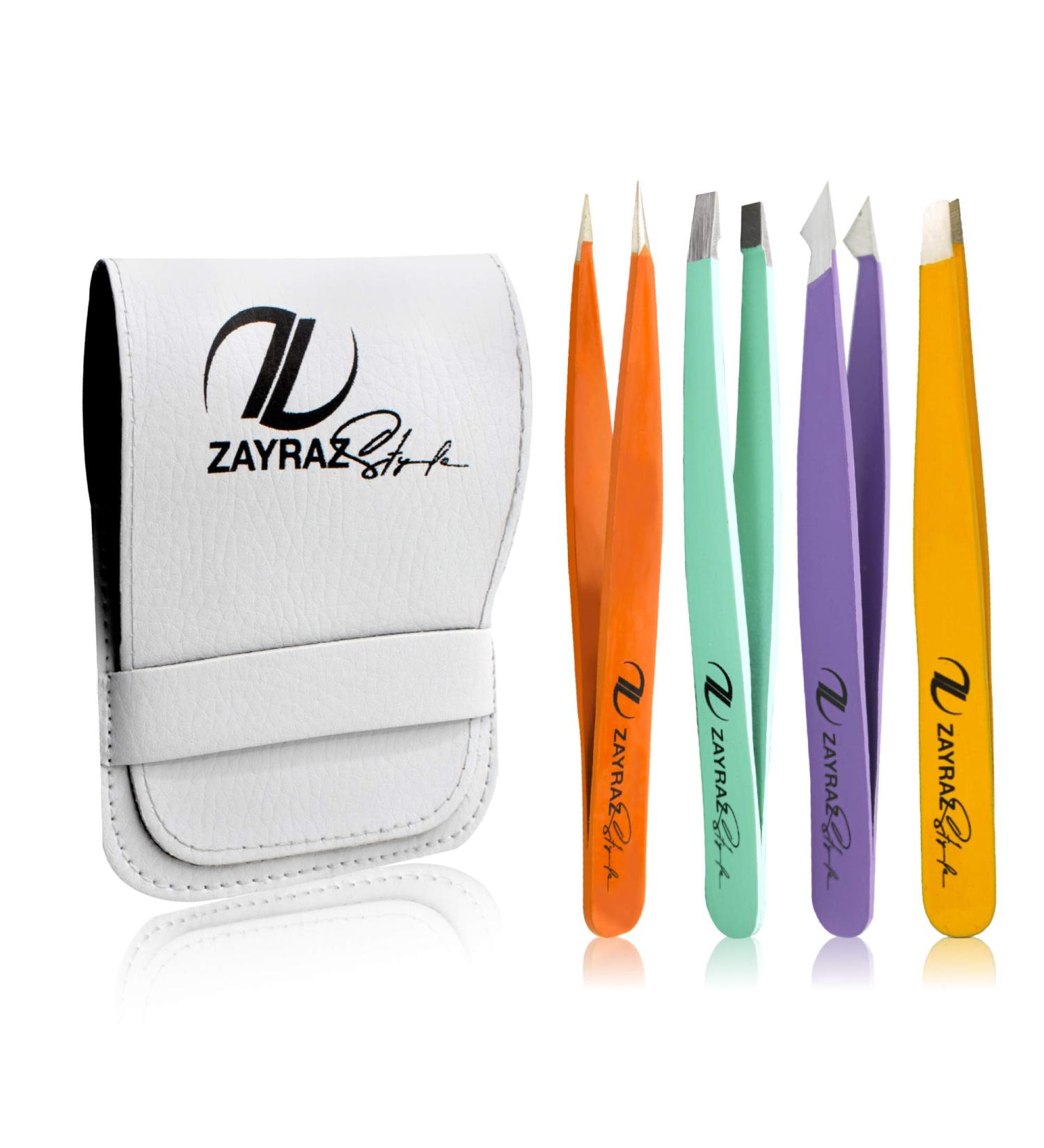 Zayraz Professional Tweezers Set for Women - Set of 4 for Ingrown Hair, Facial Hair, Blackhead Removal - Daily Beauty Kit - Best Girls Gift - Buy Online on SooperMarket.com