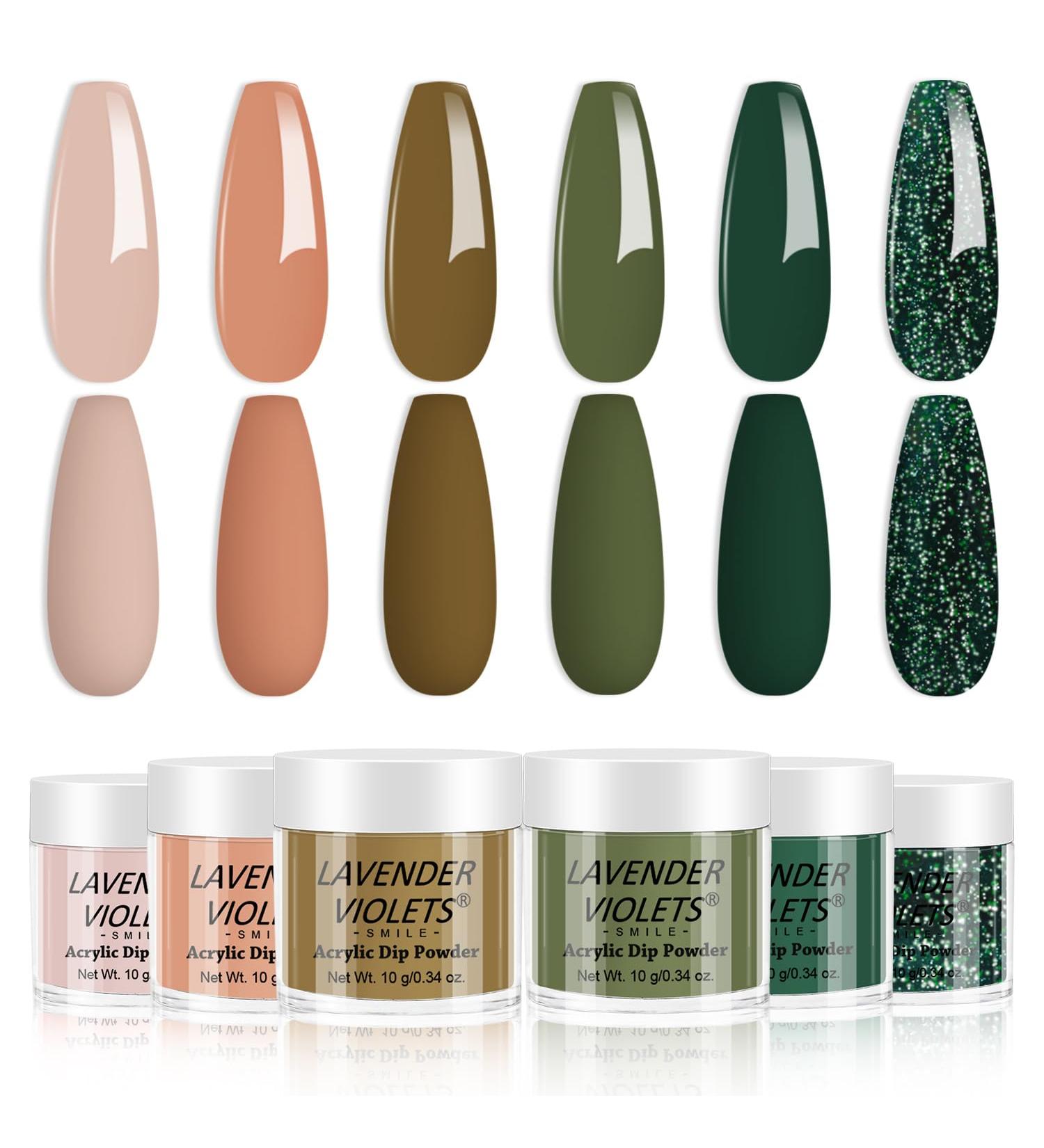 Lavender Violets 6 Colours Acrylic Dip Powder French Nail Art Manicure Large Capacity Dipping Powder Nail Powder DIY Early Green Brown JS207 An Early Fall - Buy Online on SooperMarket.com