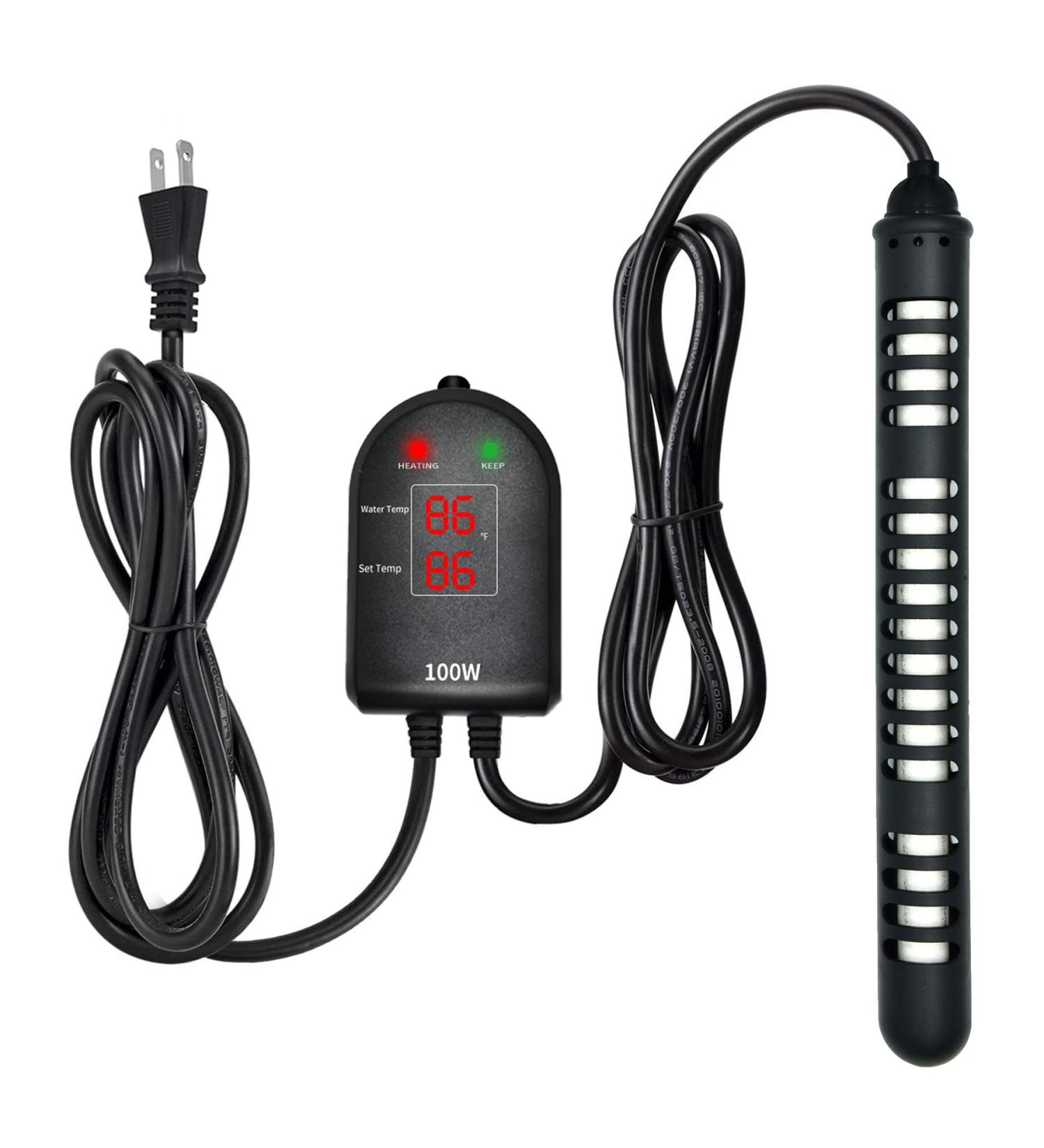 100W Submersible Aquarium Heater with Dual Temperature Displays - Ideal for Fish Tanks, Turtles, and Betta Fish - Buy Online on SooperMarket.com