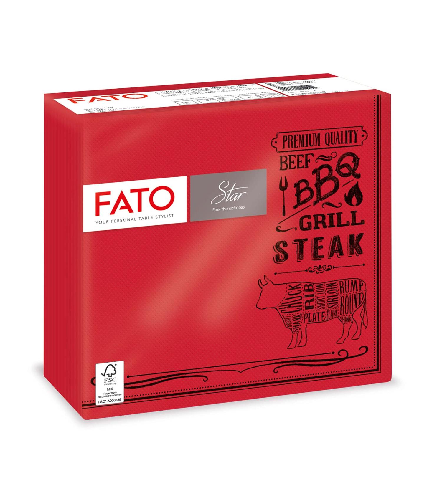 FATO One-Way Paper Napkins - Soft & Gentle 40 Pack 38x38 cm 2-Layer FSC Certified - Perfect for Steakhouse Decor - Buy Online on SooperMarket.com