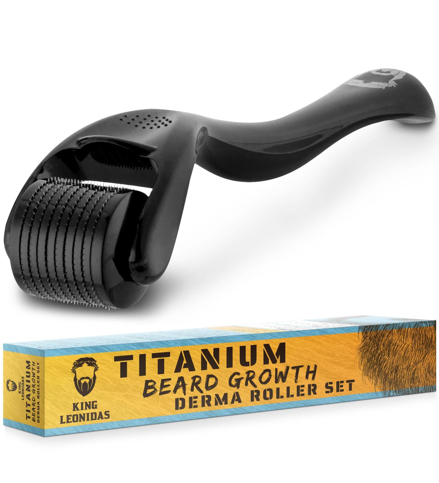 King Leonidas Beard Derma Roller 0.30mm Titanium Micro-Needling for Men - Facial Hair & Beard Growth - Buy Online on SooperMarket.com