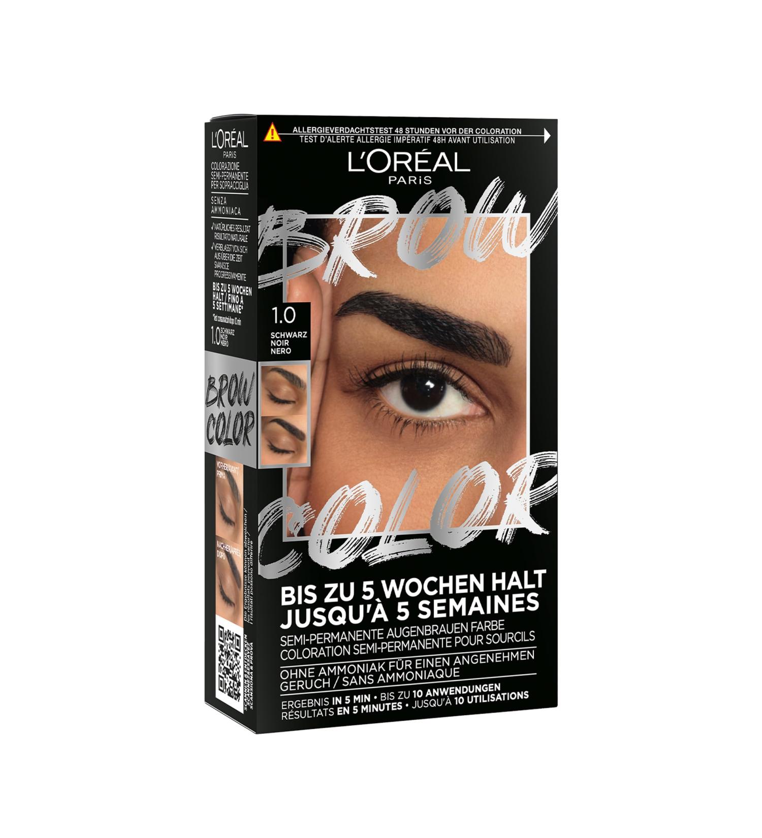 L'Or al Paris Ammonia-Free Eyebrow Color - Radiant Black 10 Applications | Perfectly Maintained Brows Worldwide - Buy Online on SooperMarket.com
