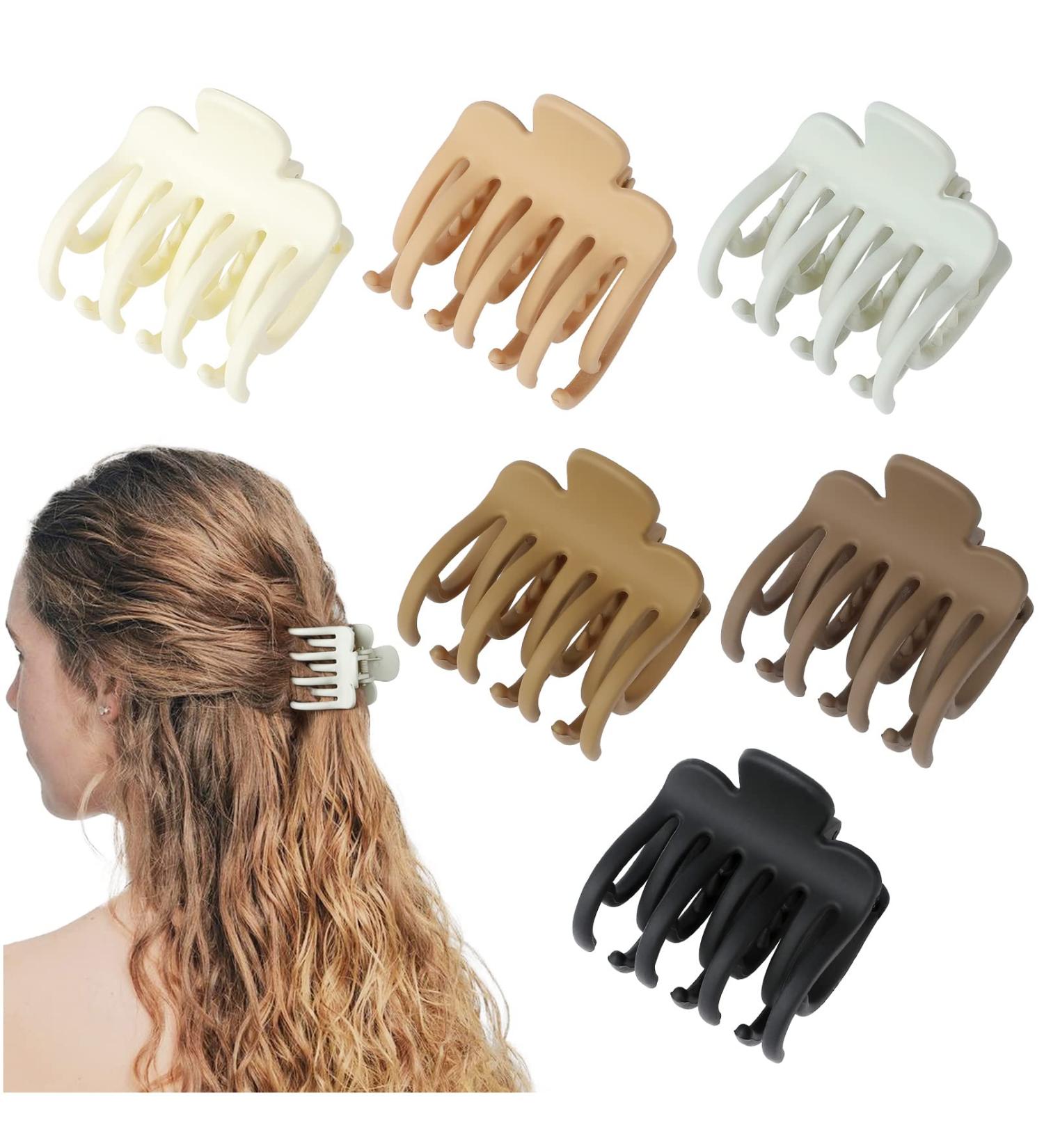DEEKA 6 Pcs Double Row Teeth Hair Clips - Small Medium Claw Clips for Thin Short Hair - Black Brown Hair Accessories for Women and Girls - Buy Online on SooperMarket.com
