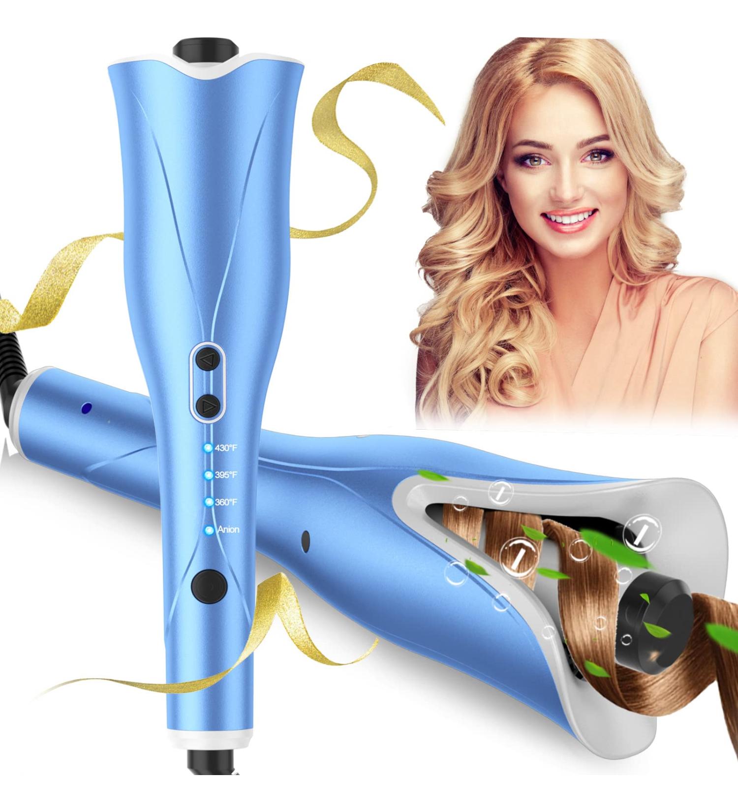 Auto Hair Curler with Large Rotating Barrel, 4 Temps, 3 Timer Settings - Blue - Buy Online on SooperMarket.com