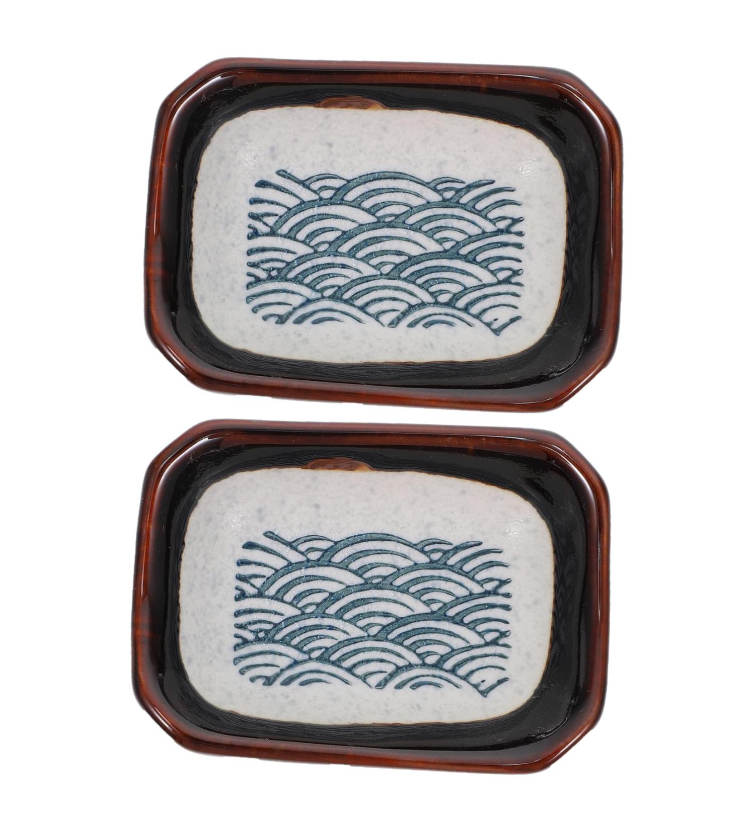 Zerodeko Plates 2pcs Sea Ripple Seasoning Dish Soybean Vintage Ceramics Ceramic Sauce Dish - Buy Online on SooperMarket.com
