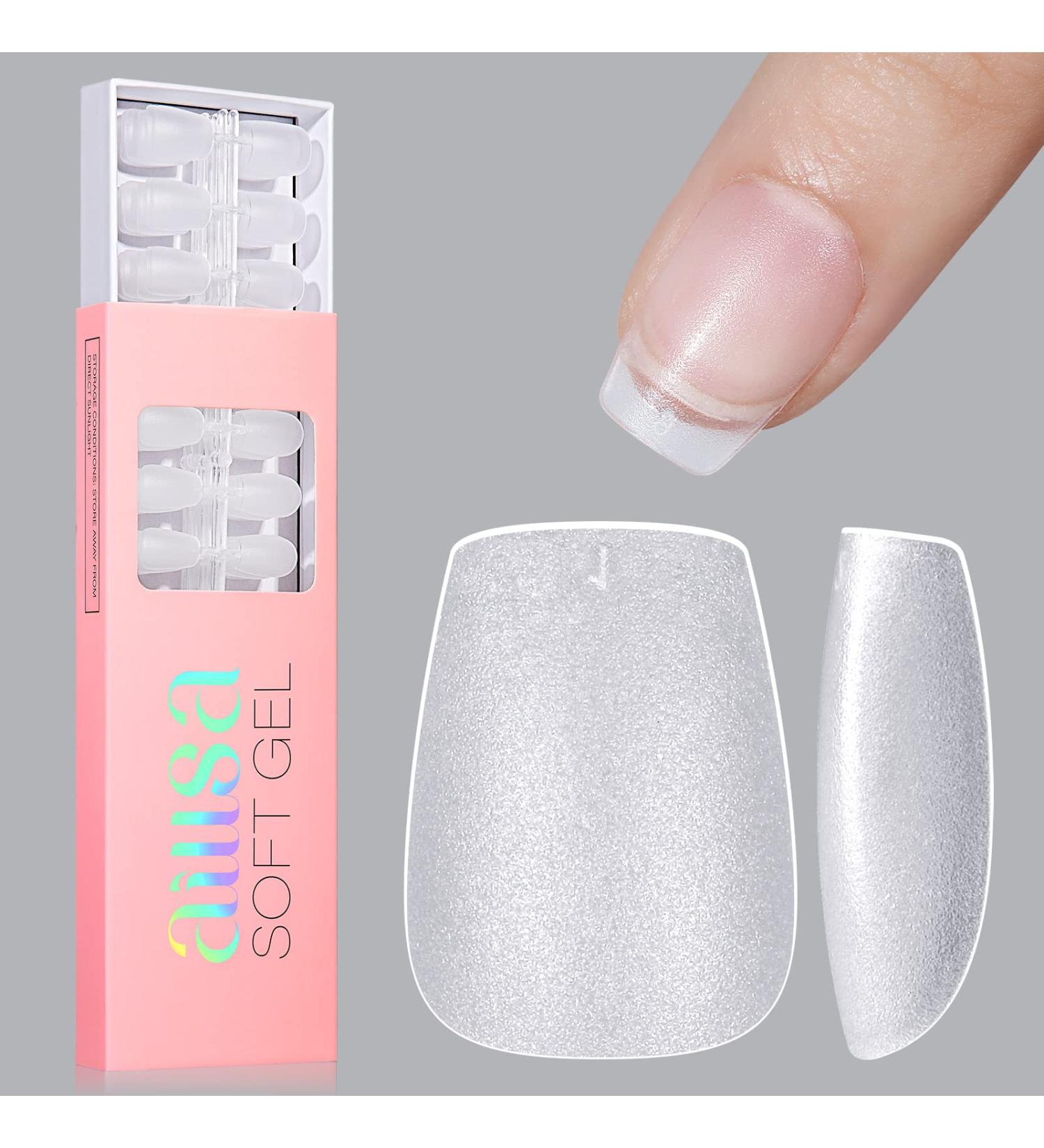 AILLSA Ultra Short Coffin Nail Tips - 240 PCS Matte Soft Gel Full Cover False Nails for DIY Press On - 15 Sizes Pre-shaped Clear Acrylic Tips - Buy Online on SooperMarket.com