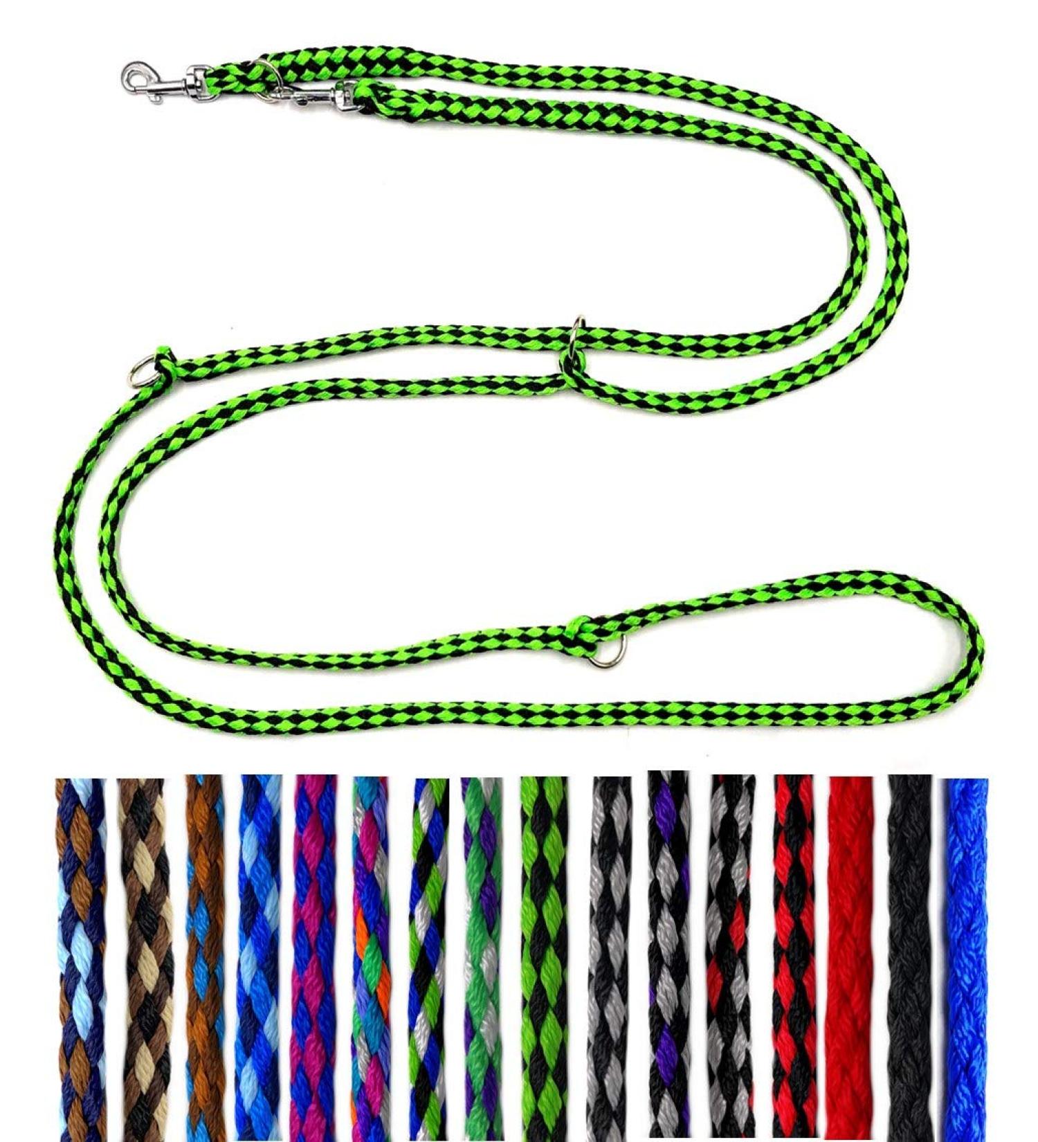Lightweight & Robust Double Line Dog Leash for Small Dogs up to 15kg - 2.80m Adjustable Black-Neon Green - Buy Online on SooperMarket.com