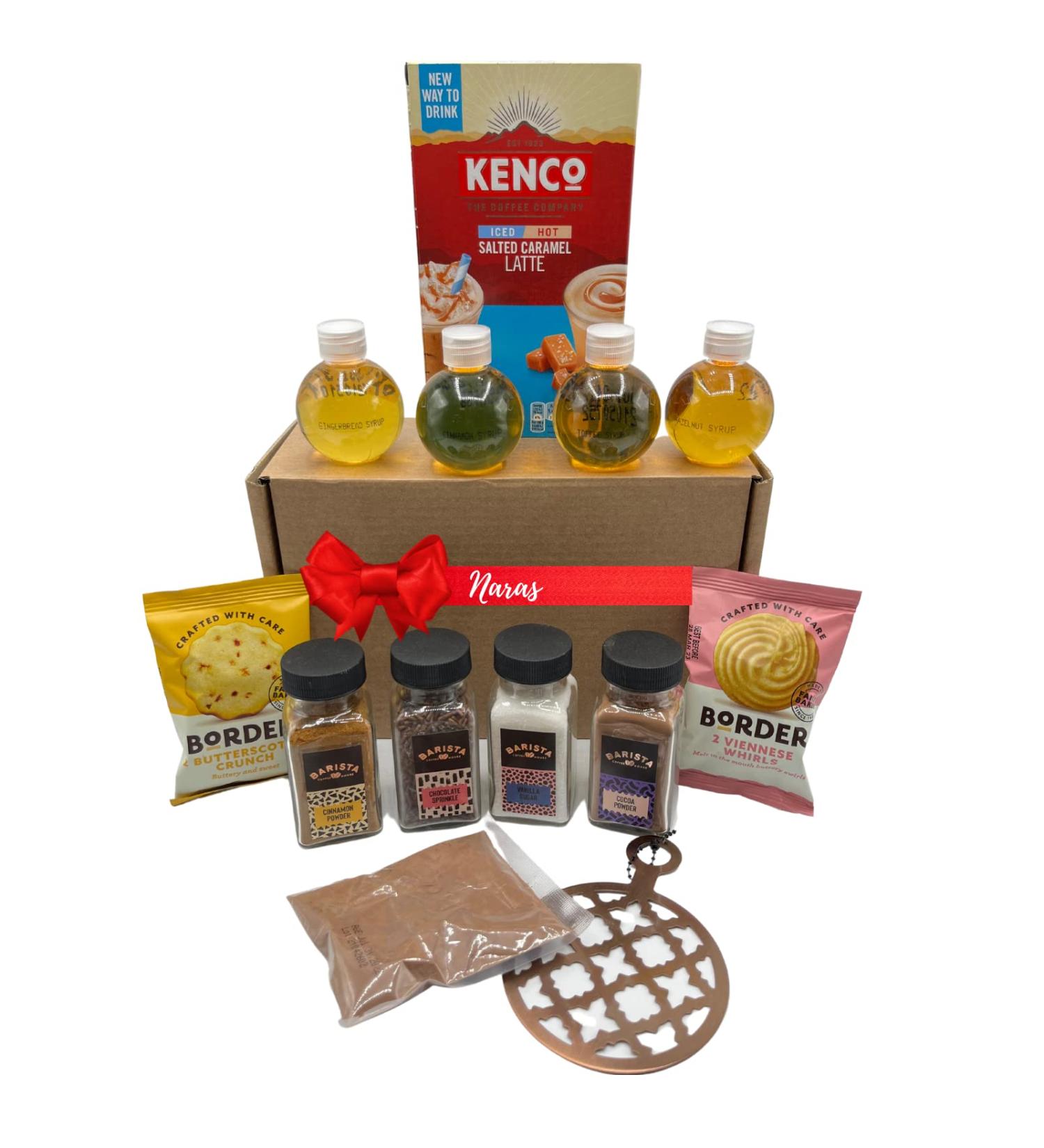 Iced Coffee Gift Set - 8x Kenco Iced Latte Sachets Coffee Topper Coffee Syrup Border Coffee Biscuits - Gift for Coffee Lover Coffee Gifts for Men Get Well Soon Gift Coffee Hampers for Women Salted Caramel 19 Piece Set - Buy Online on SooperMarket.com
