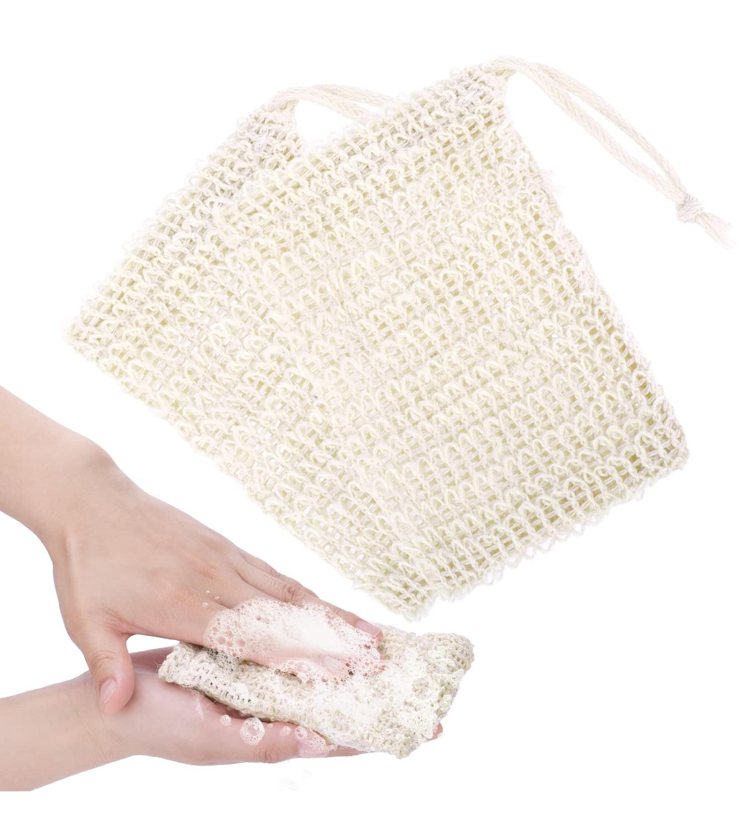 Natural Sisal Soap Saver Bag - Exfoliating Soap Pouch for Shower Scrubber - Set of 2 - Buy Online on SooperMarket.com