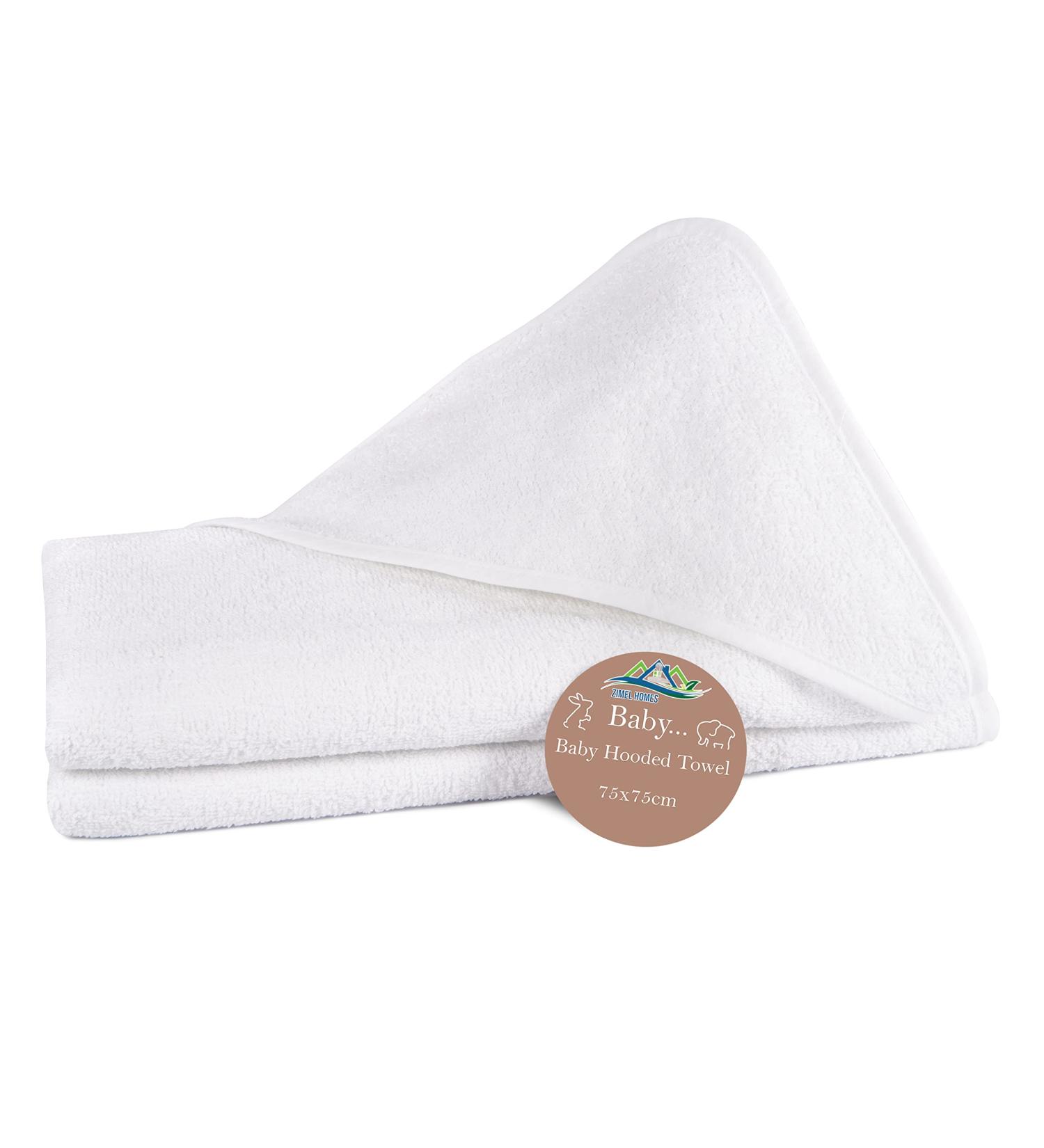 ZIMEL HOMES Plain White Hooded Baby Towel Set | 75 x 75 cm | Highly Durable 100% Cotton | Pack of 1 - Buy Online on SooperMarket.com
