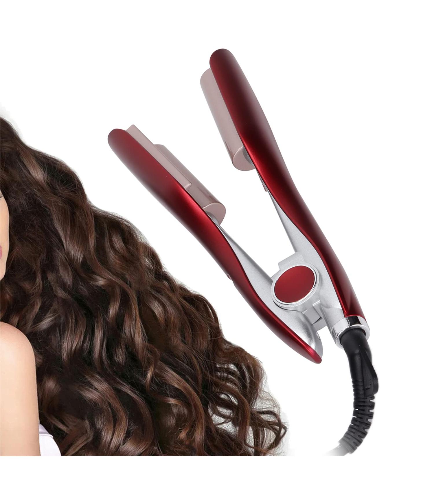 U-Shaped Curling Iron | Portable Hair Curler with 5 Adjustable Modes | Safety PTC Heating - Red - Buy Online on SooperMarket.com