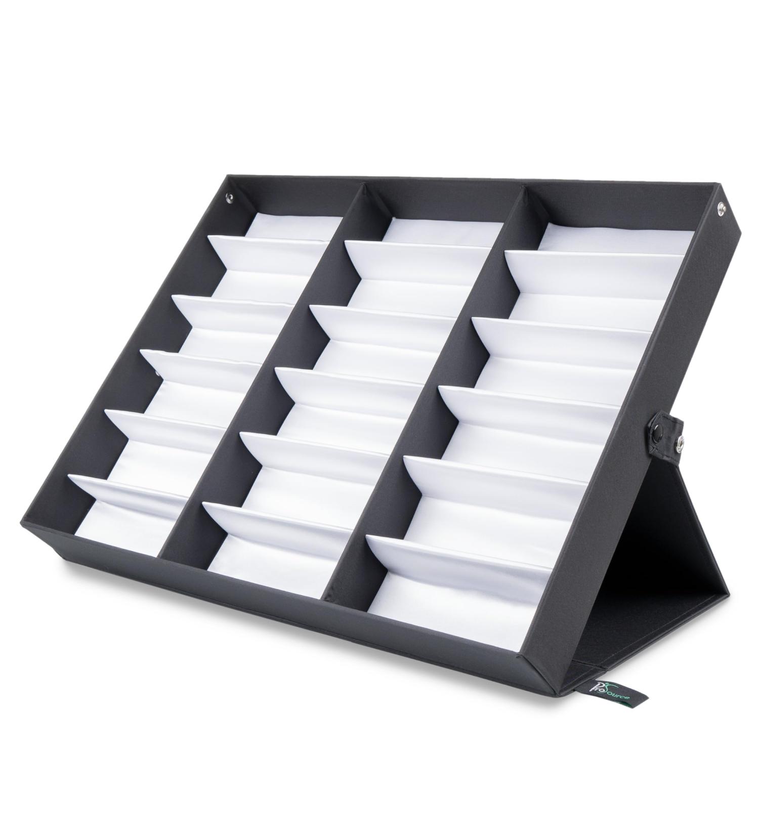 ProSource 18 Slot Sunglasses Organizer Box | Fabric Lined Display Case with Snap Close for Safe Storage - Buy Online on SooperMarket.com